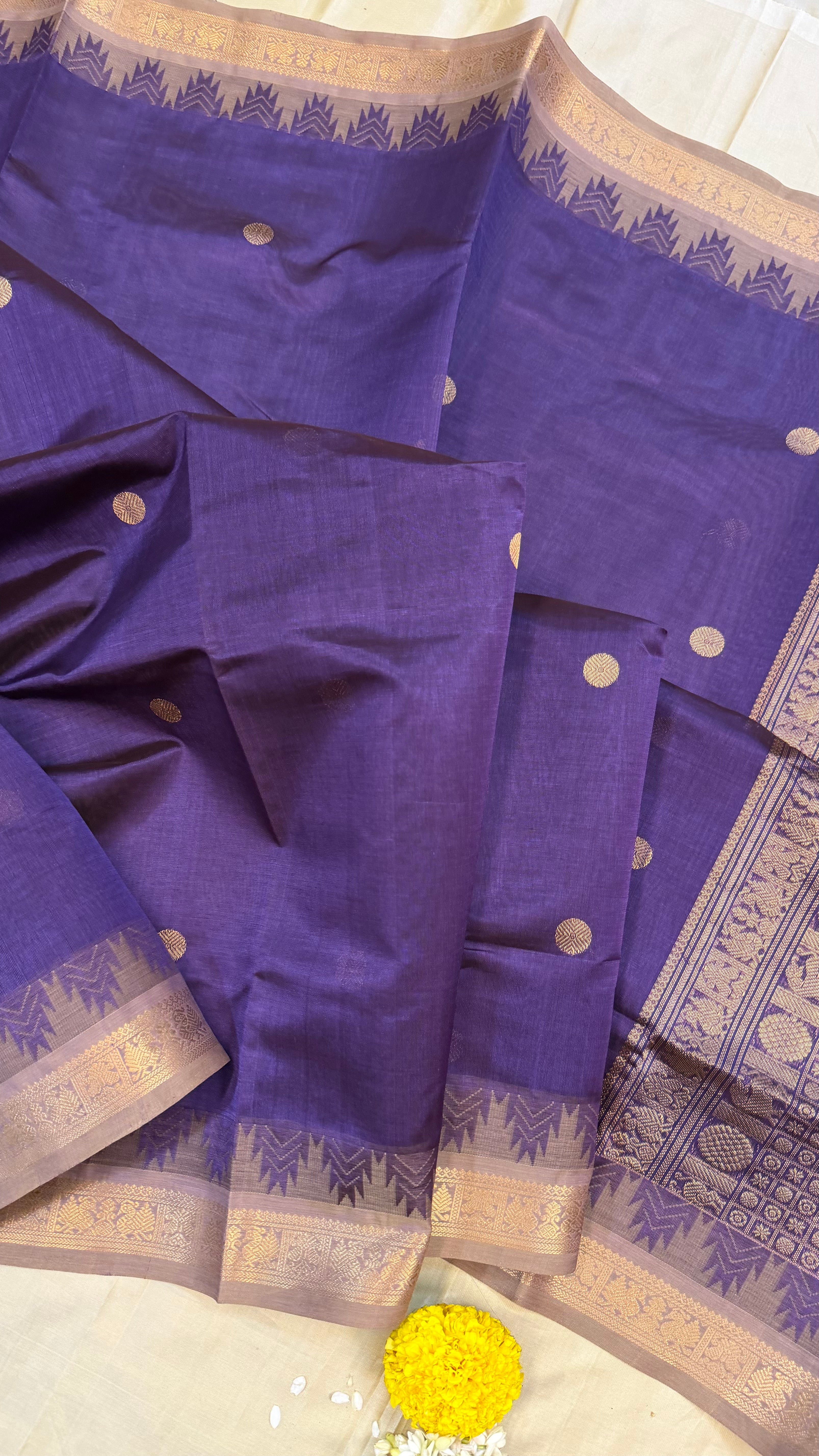 Purple small border/ silk cotton