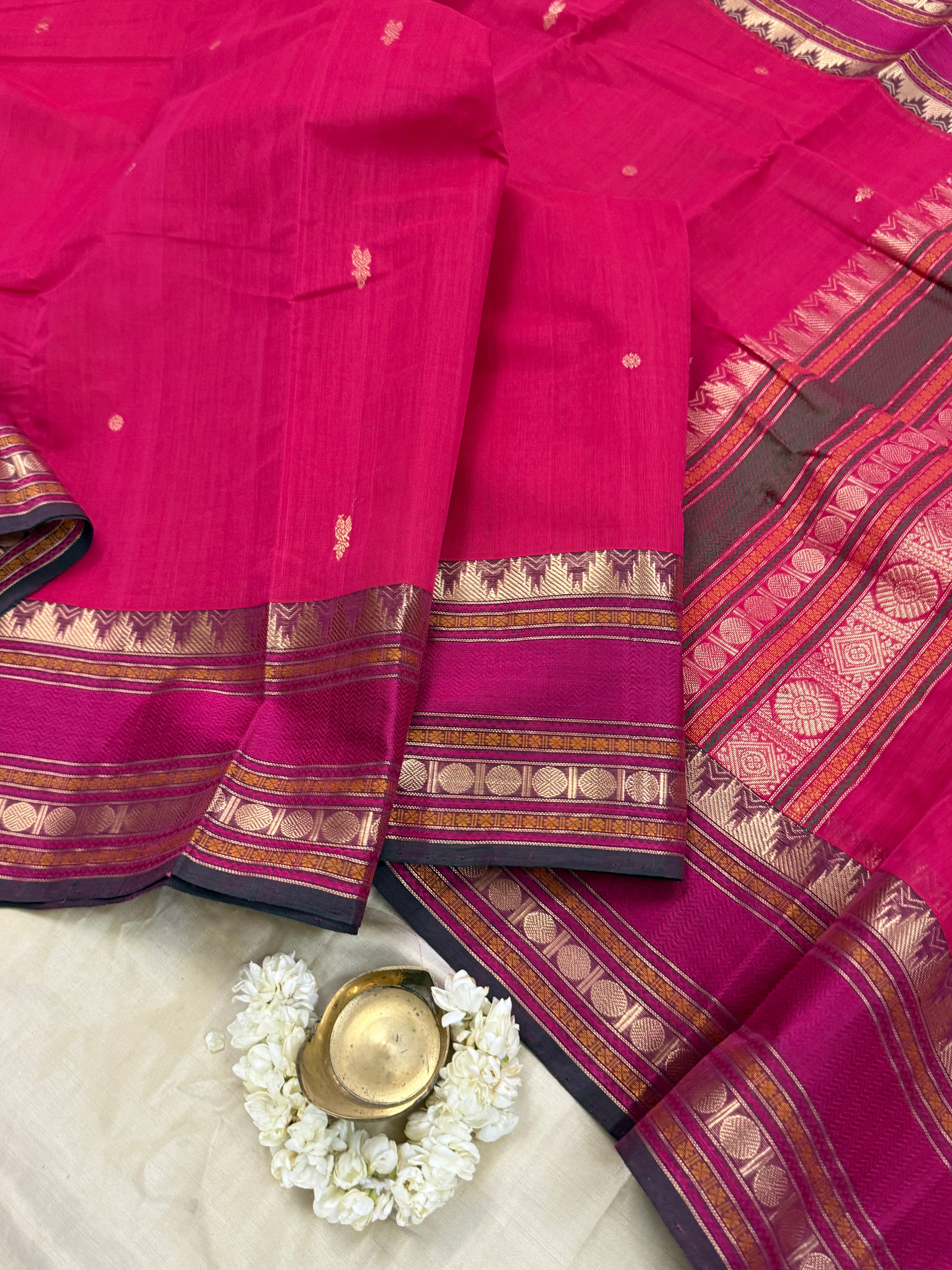 Pink unique pallu / Kanchi Cotton