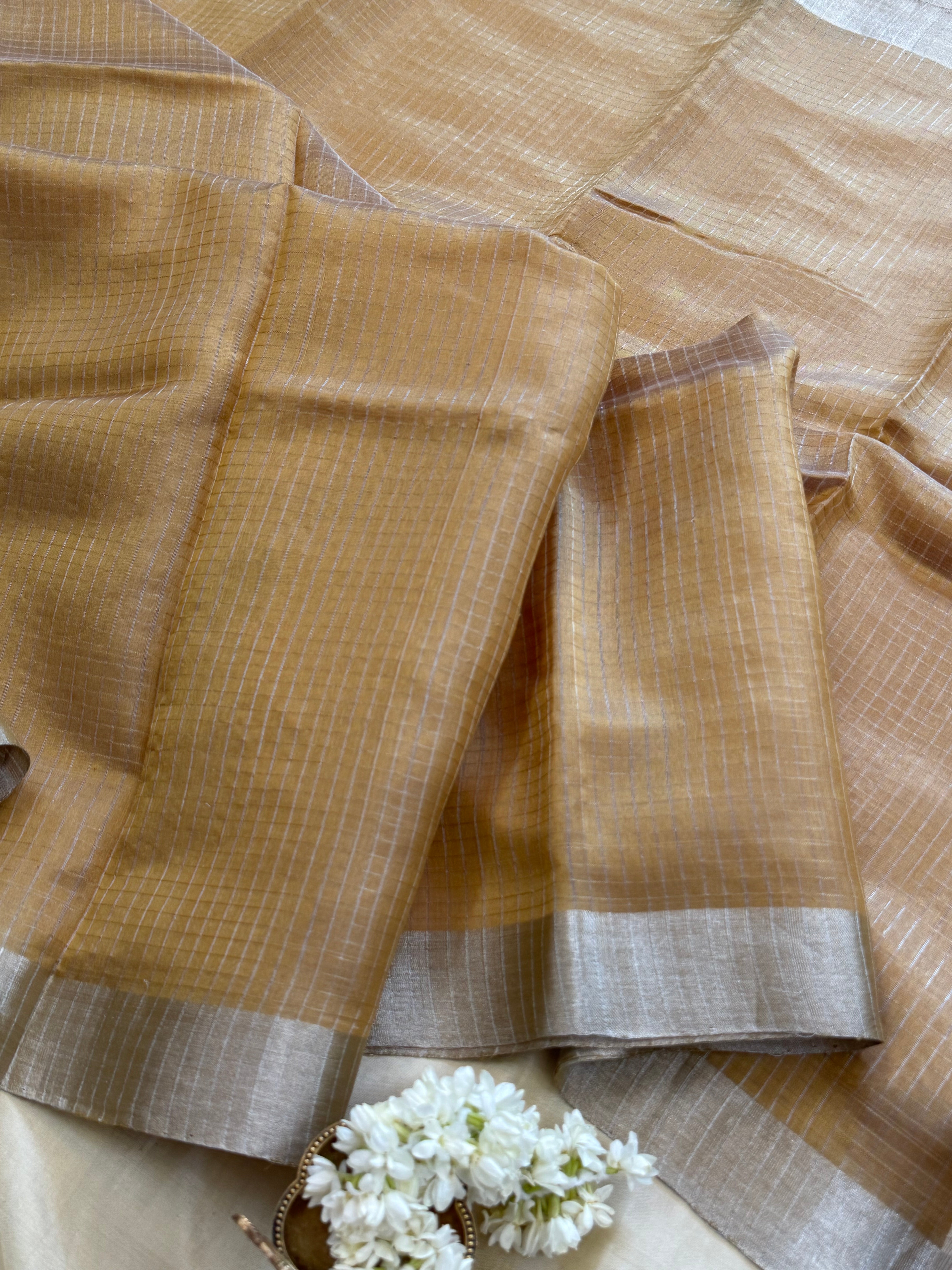 Mustard silver checks/ Chanderi silk CLSA10868