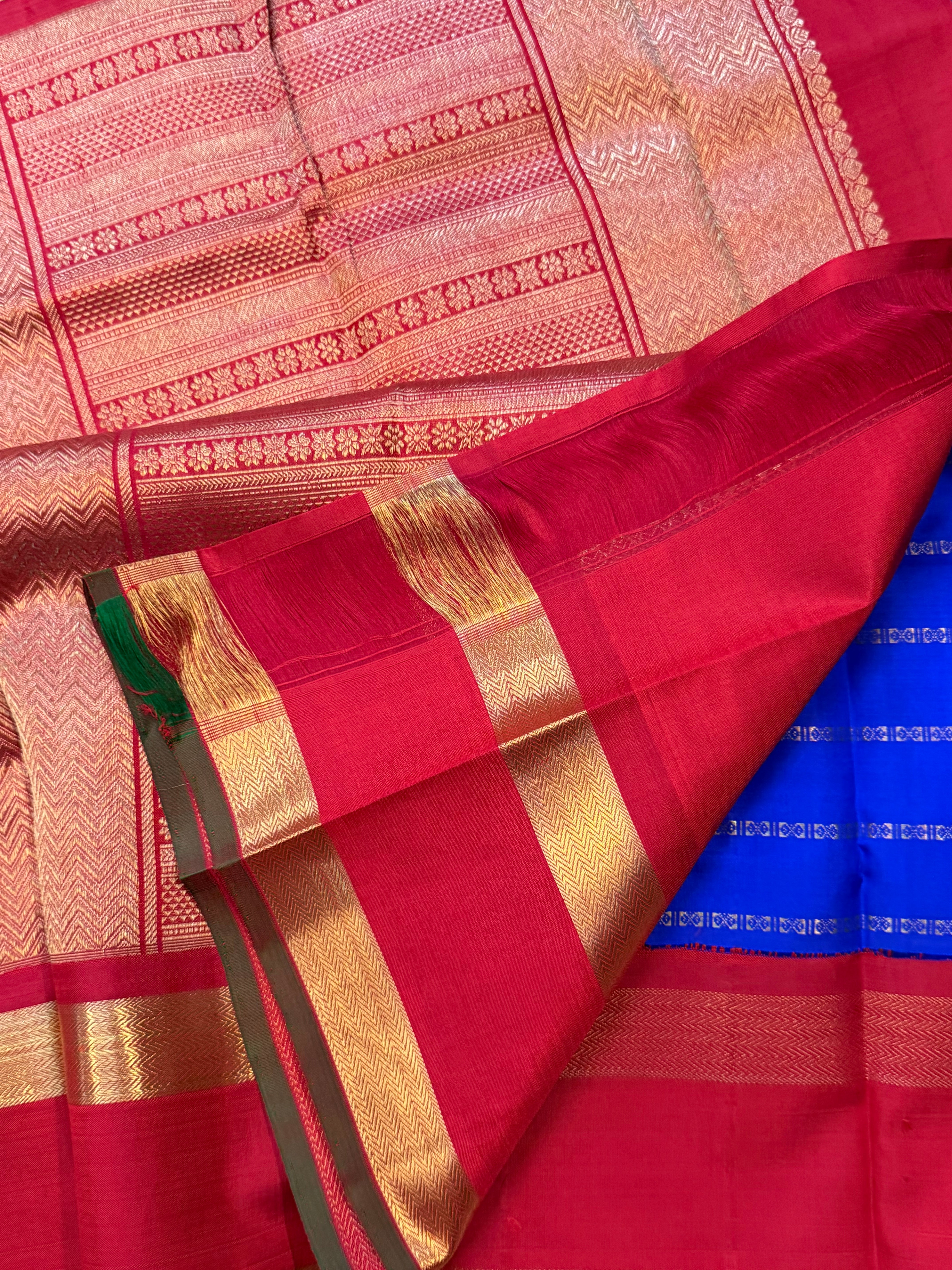 Ms blue Korvai veldhari / Kanjipuram silk