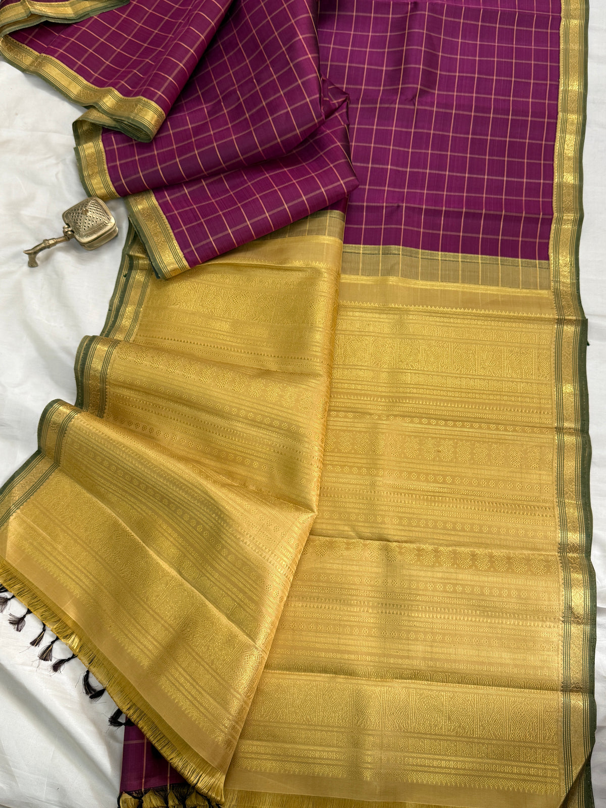 Purple Punai Kattam Korvai/ kanjipuram silk saree clsa 12117