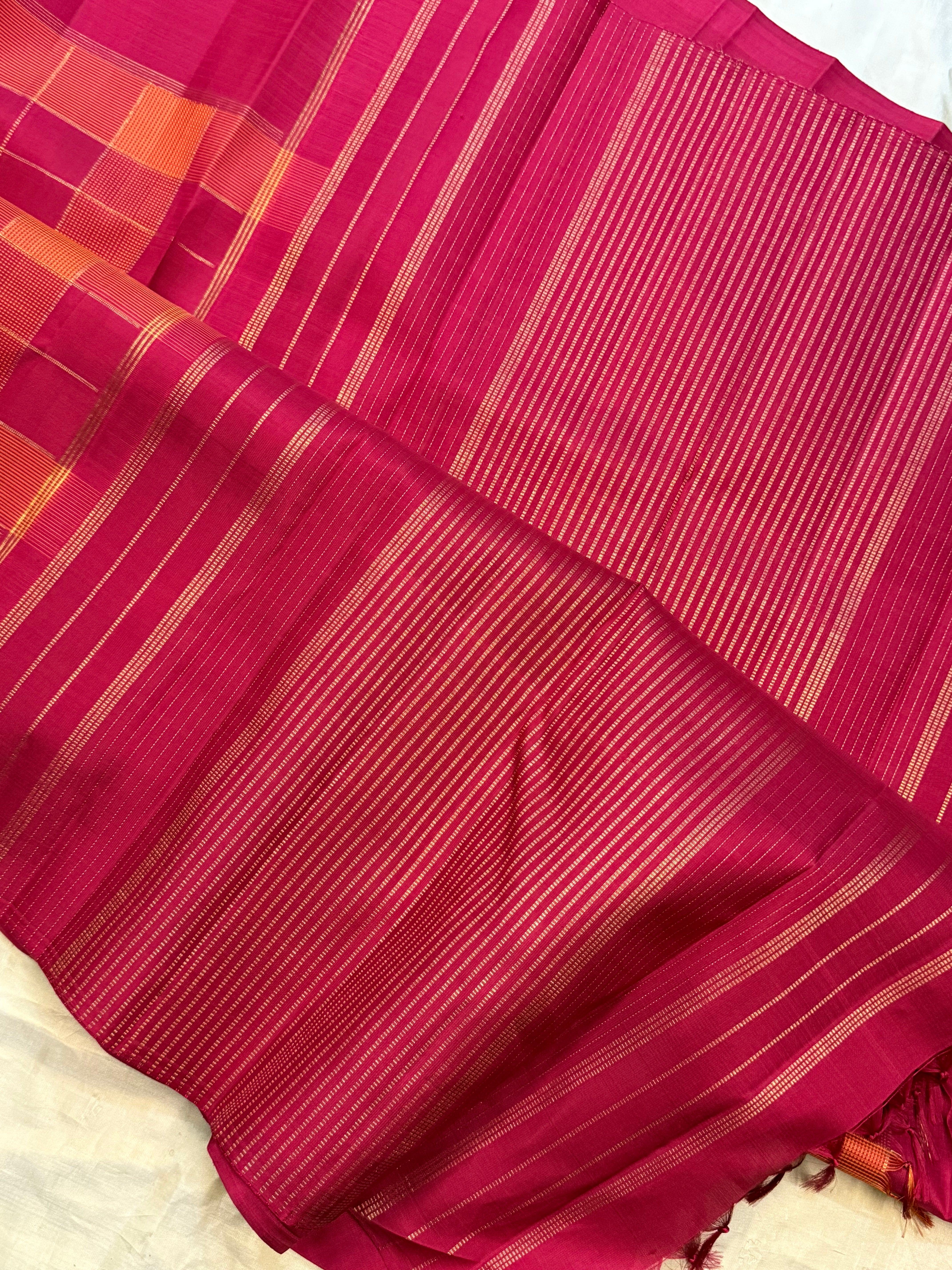 Chettinad kattam border butta / Kanjipuram silk