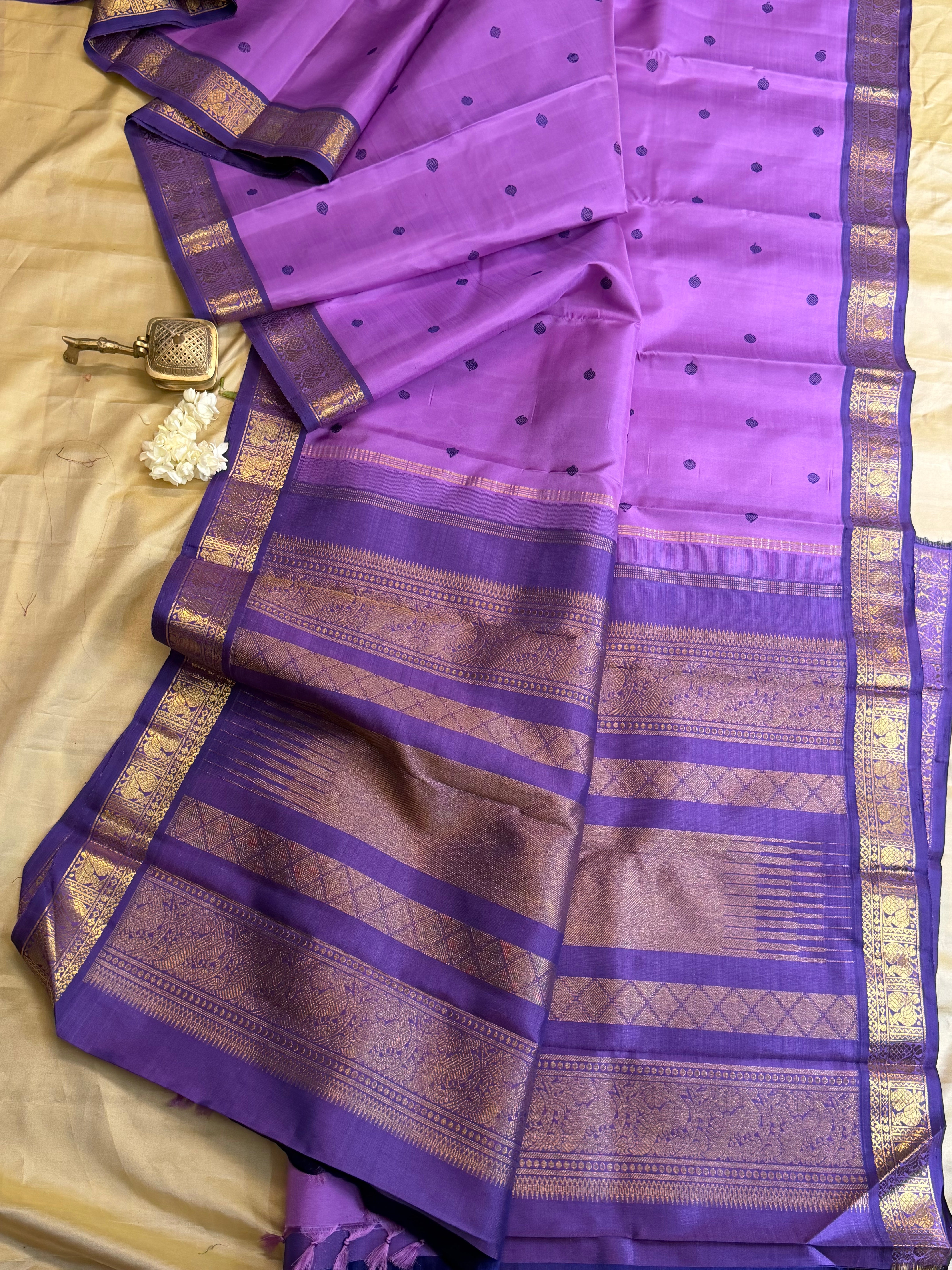 Lavender small border / Kanjipuram silk saree clsa 11442