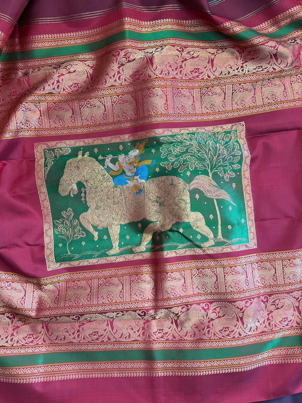 Special edition-unique pallu with Paaku colour body and border Zari butta silk saree/clsa 12579