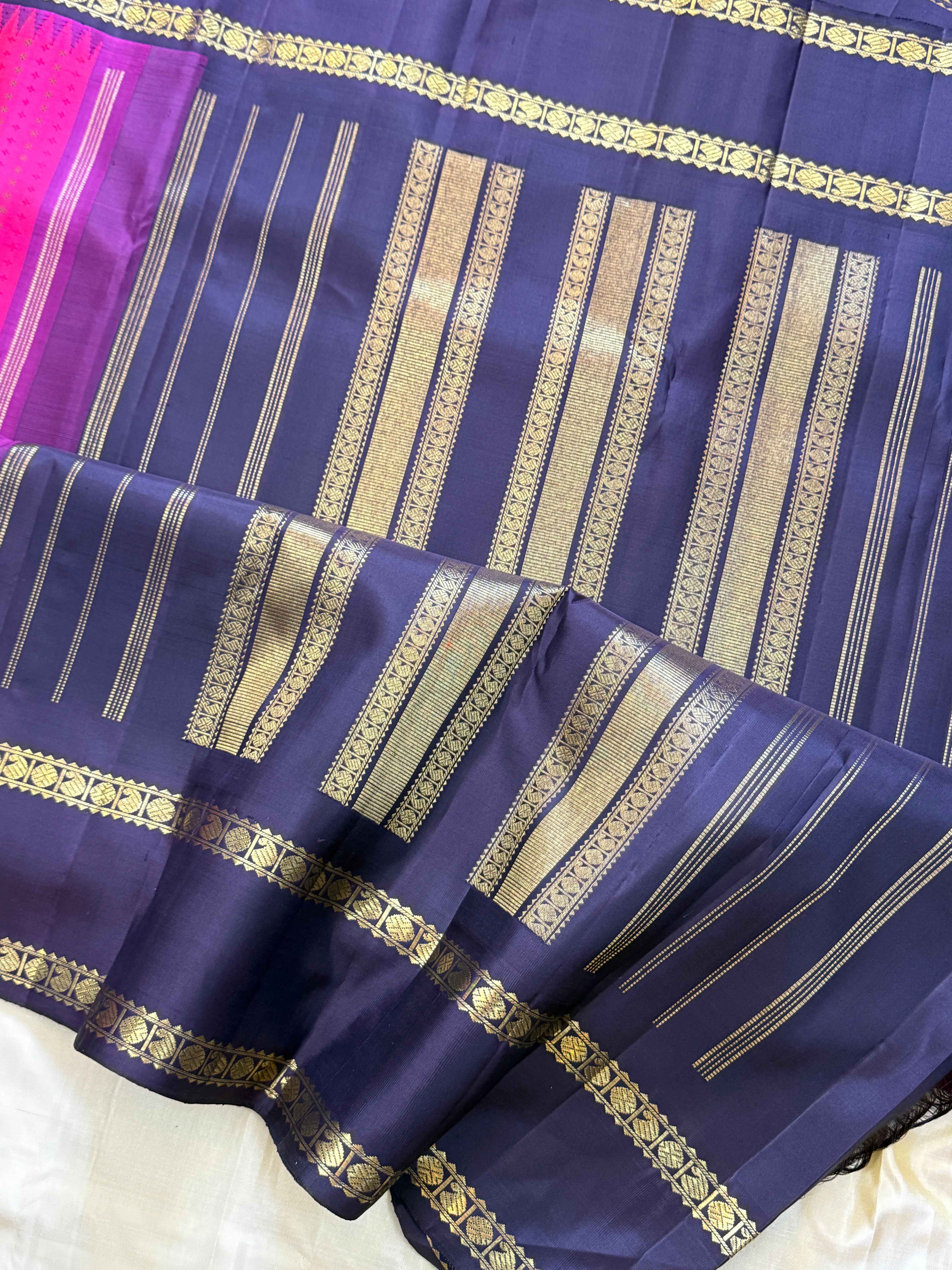 Pink Rettapet body plus butta Korvai / kanjipuram silk saree clsa 11633