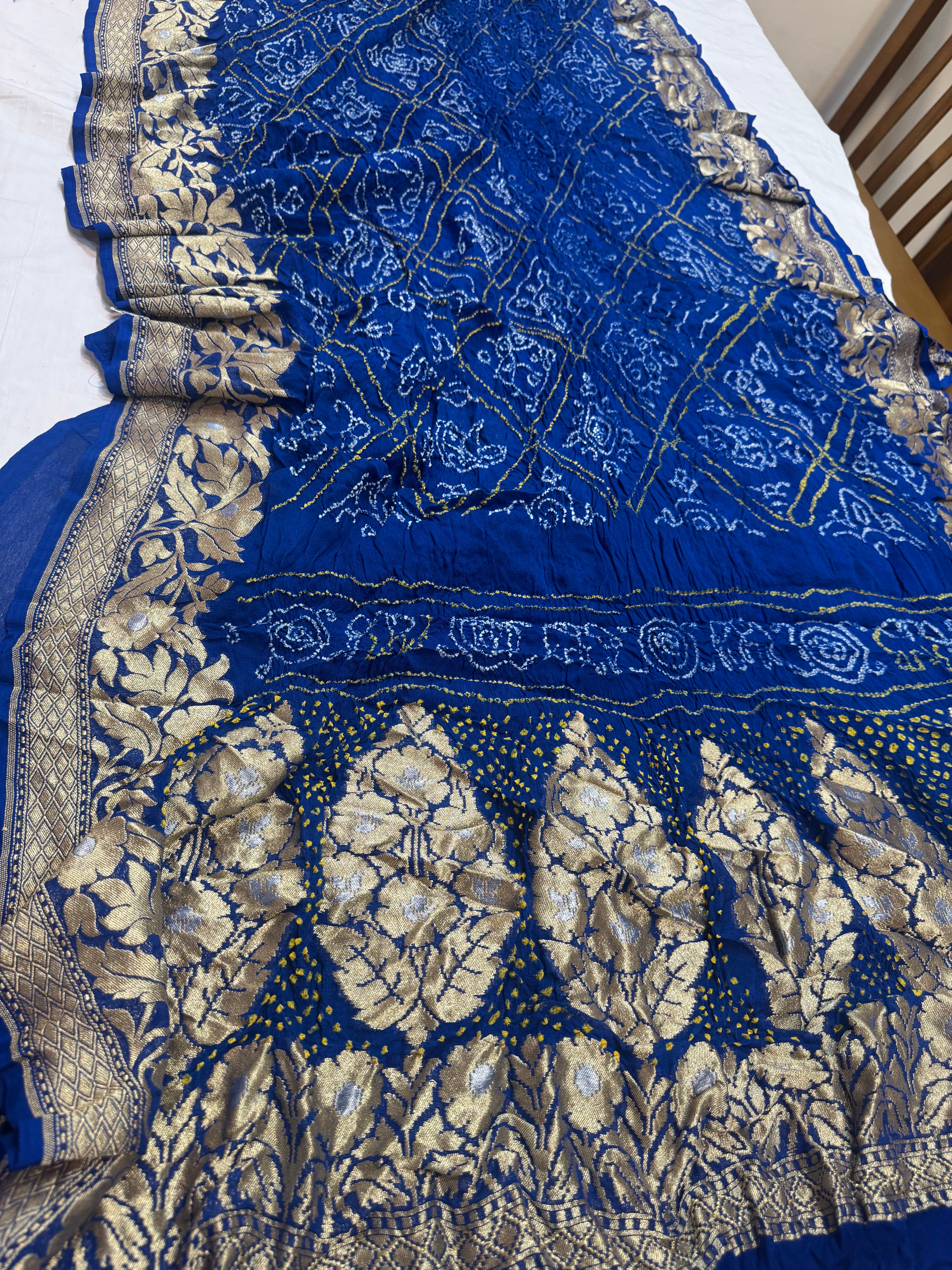 Blue Benarsi georgette Bandhini sarees
