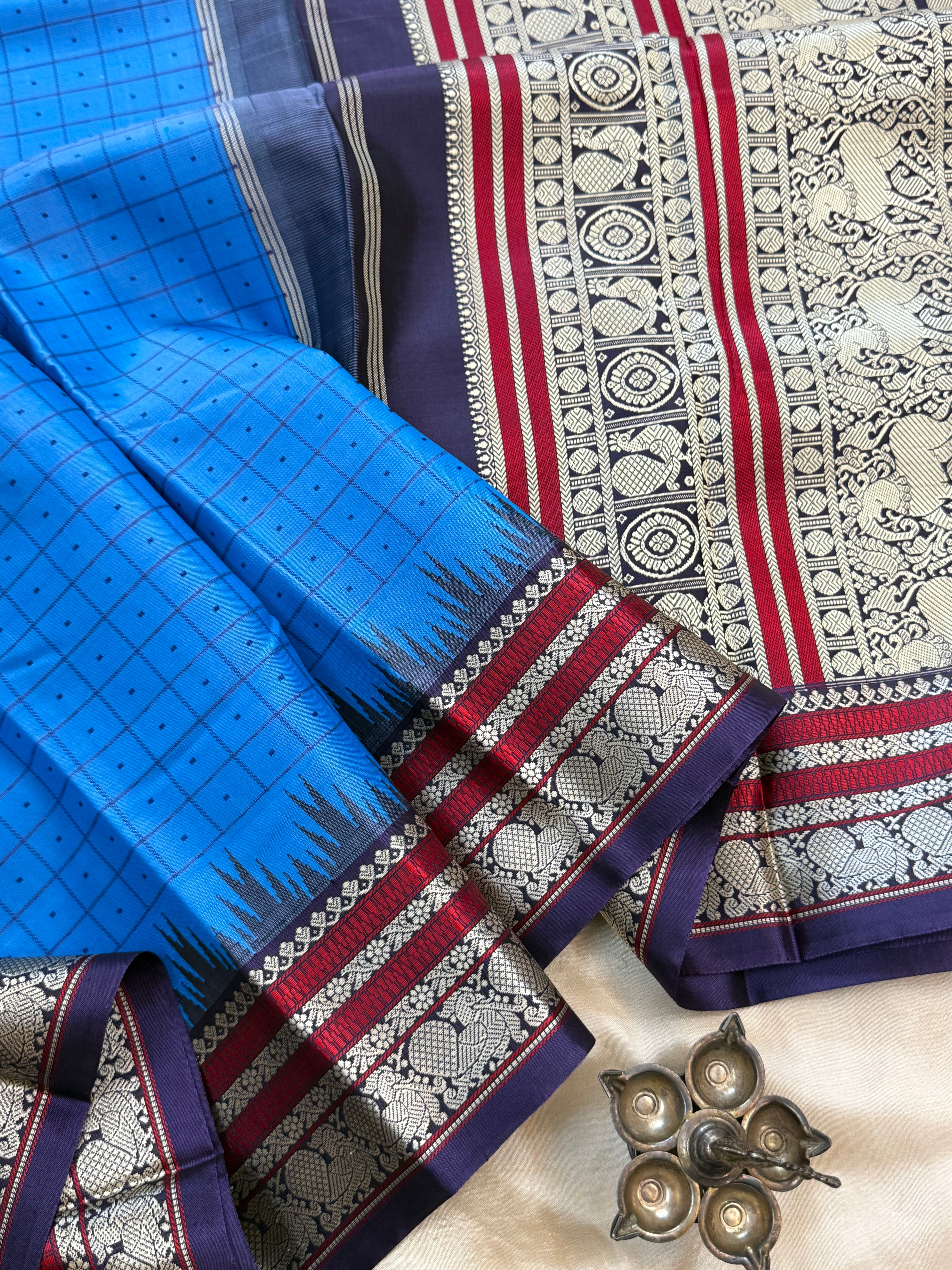 Aanadha blue Laksham Butta / Special edition silk saree