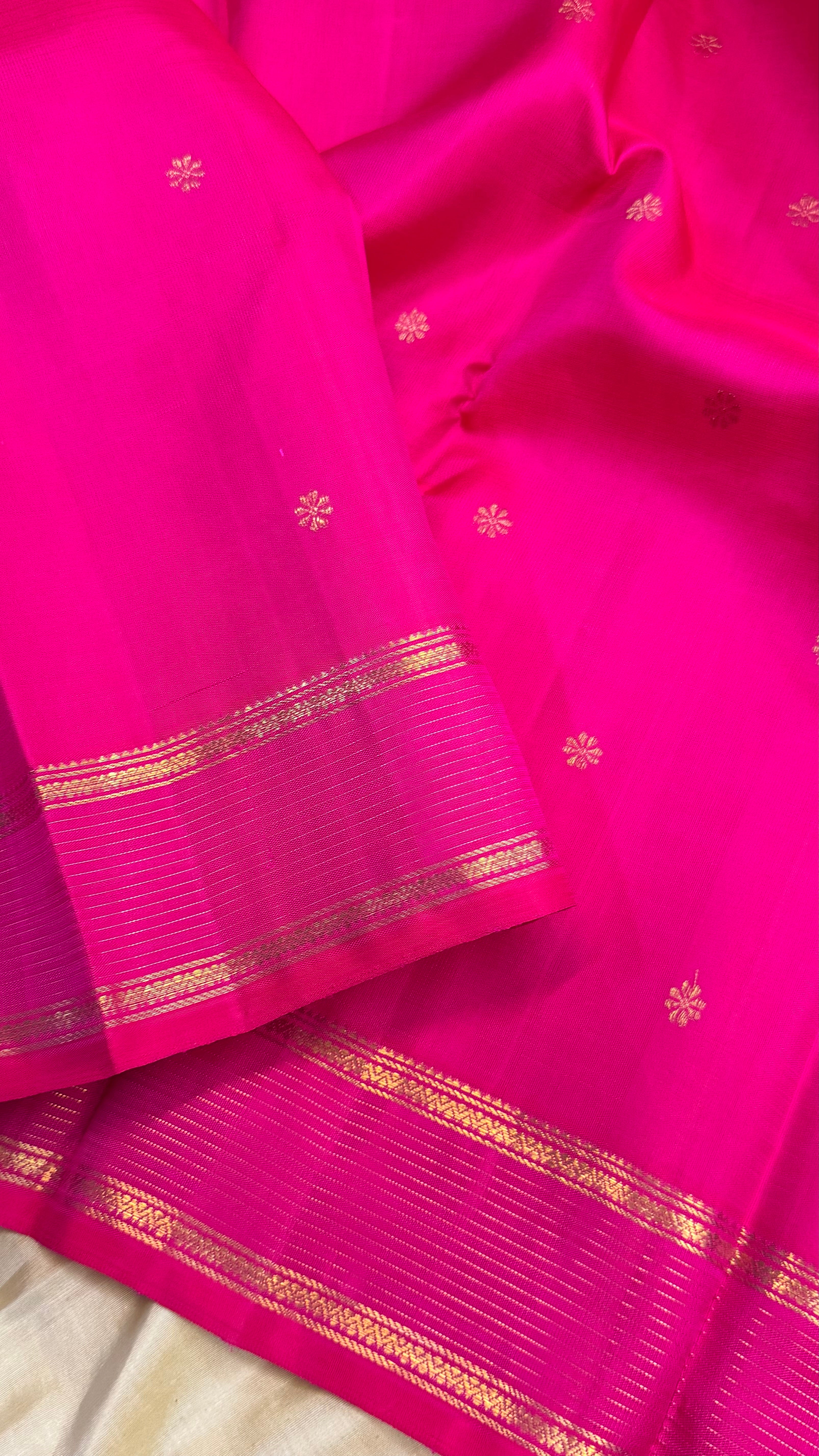 Pink rettapet border/ kanjipuram silk