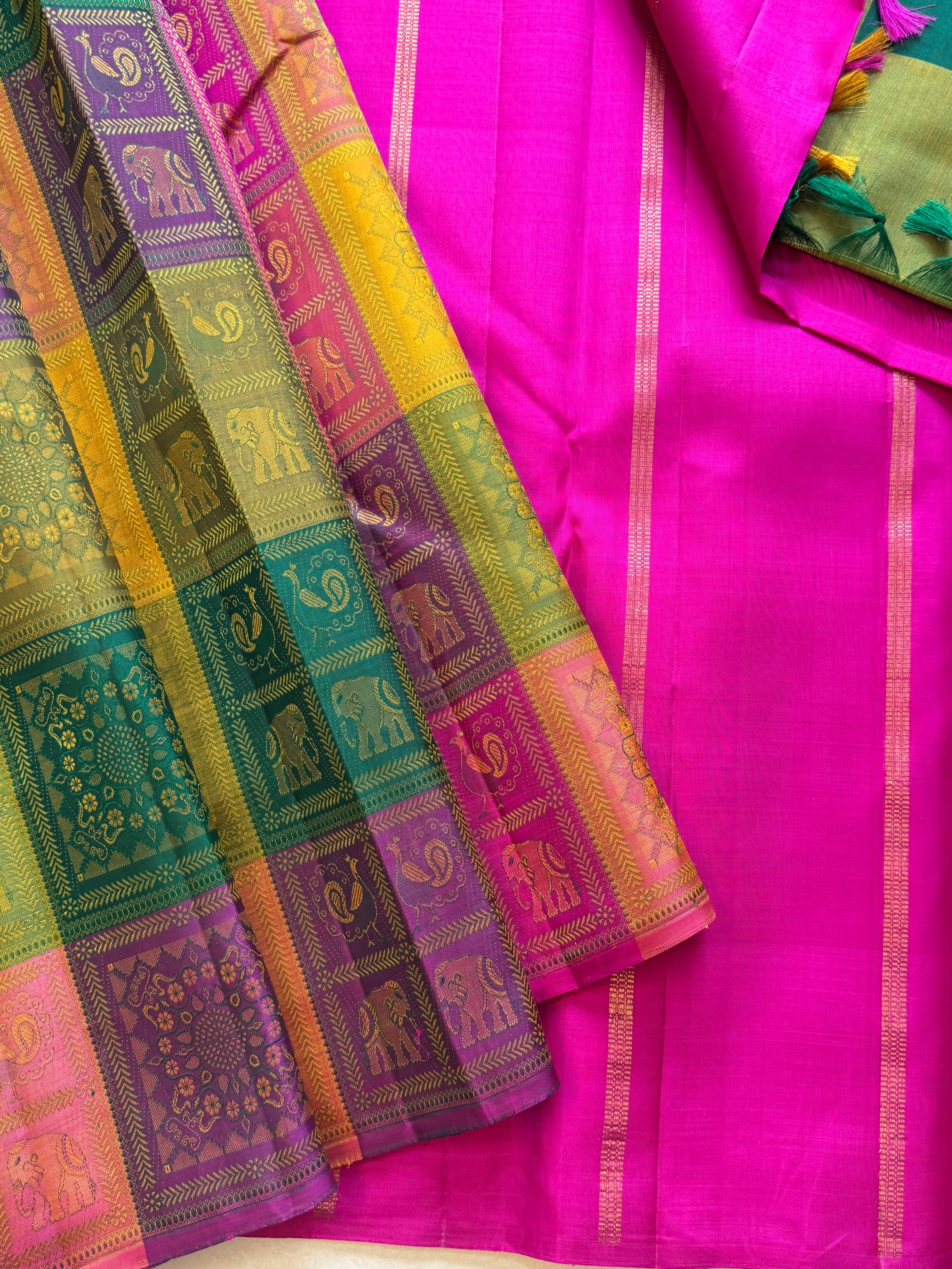 Nithya:retta naada Bomkai inspired kanjipuram silk