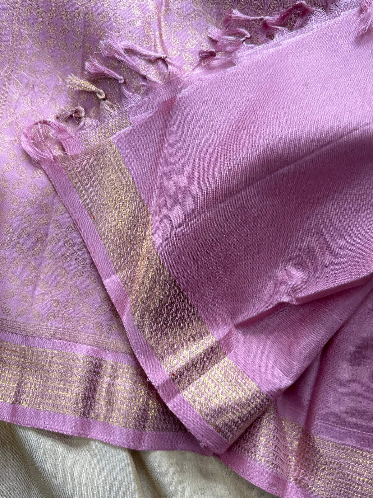 Pastel pink with small border pure zari/kanjipuram silk saree clsa 8113