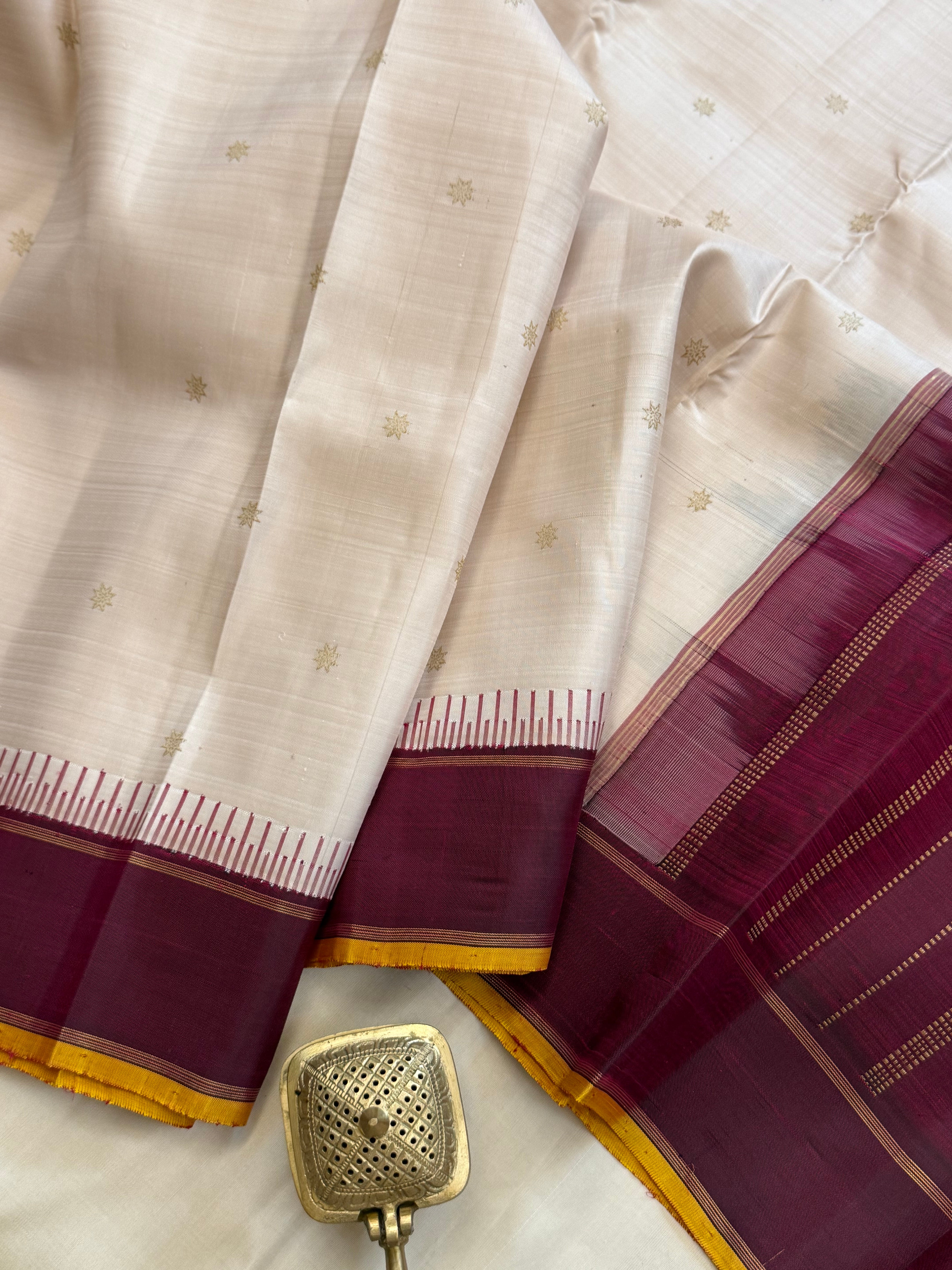 Cream Korvai Pure Kanjipuram silk