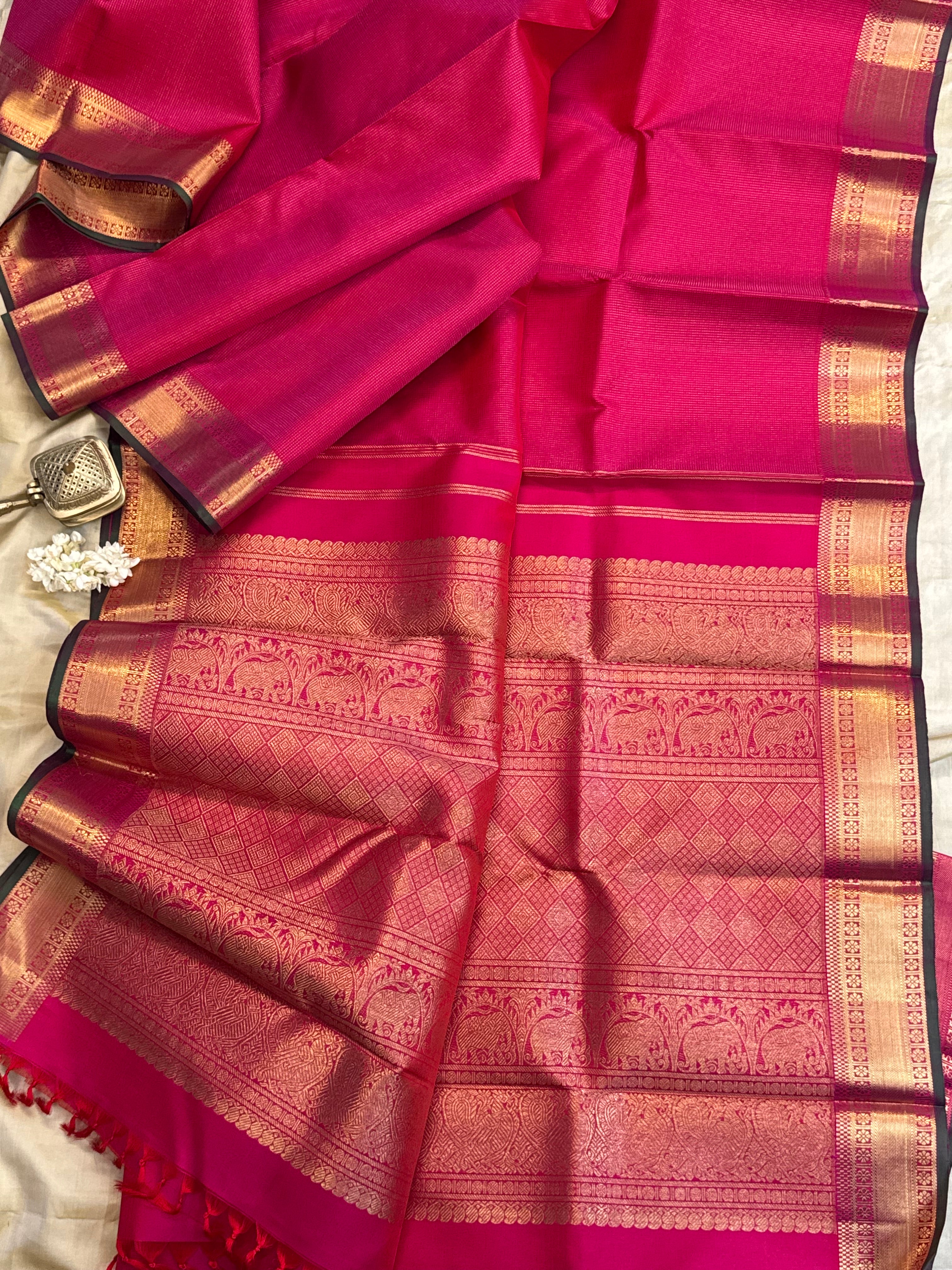 Pink zari ossivanam/ Kanjipuram silk CLSA3514