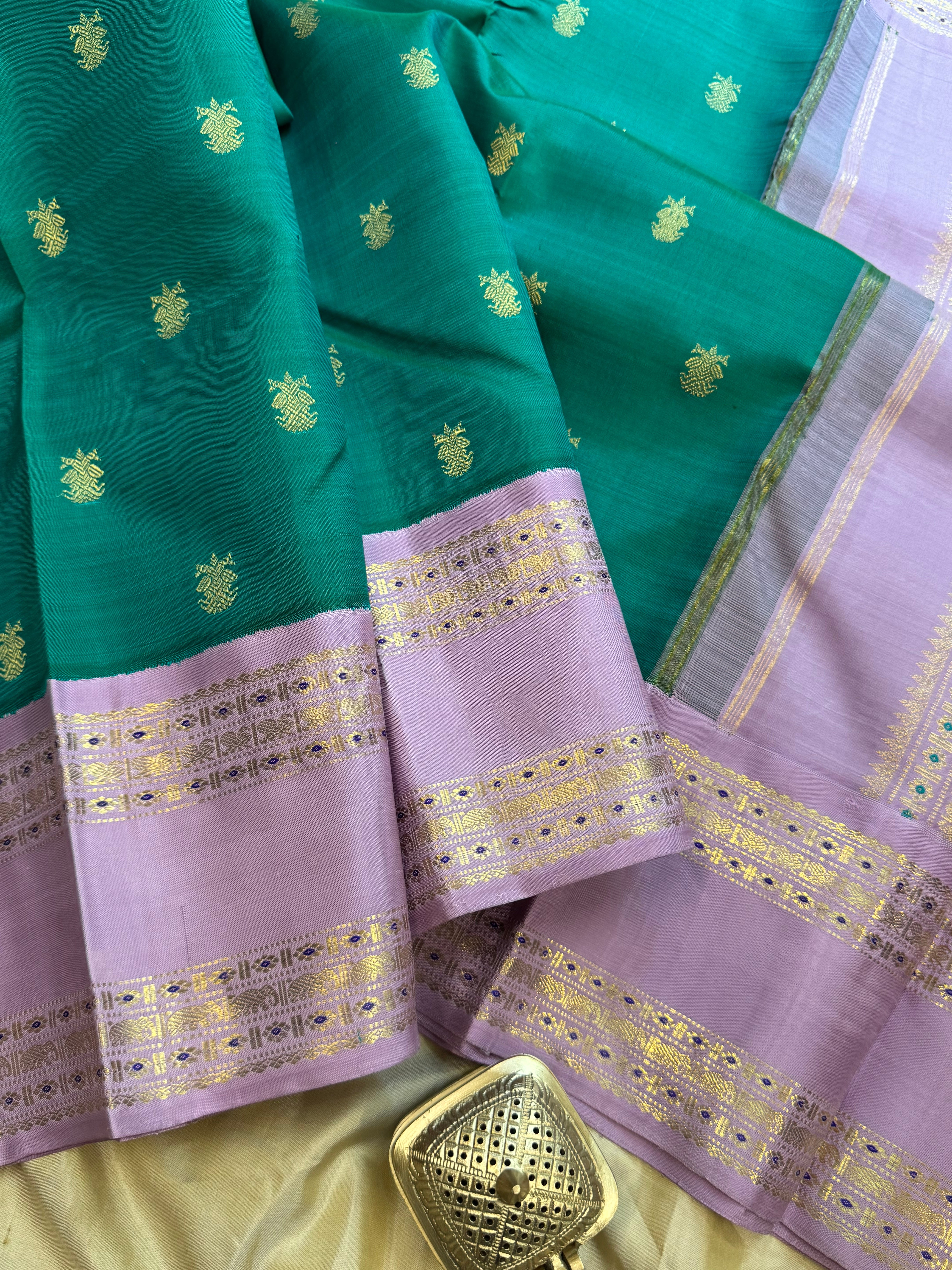 Rama green Meenakari korvai : kanjipuram silk