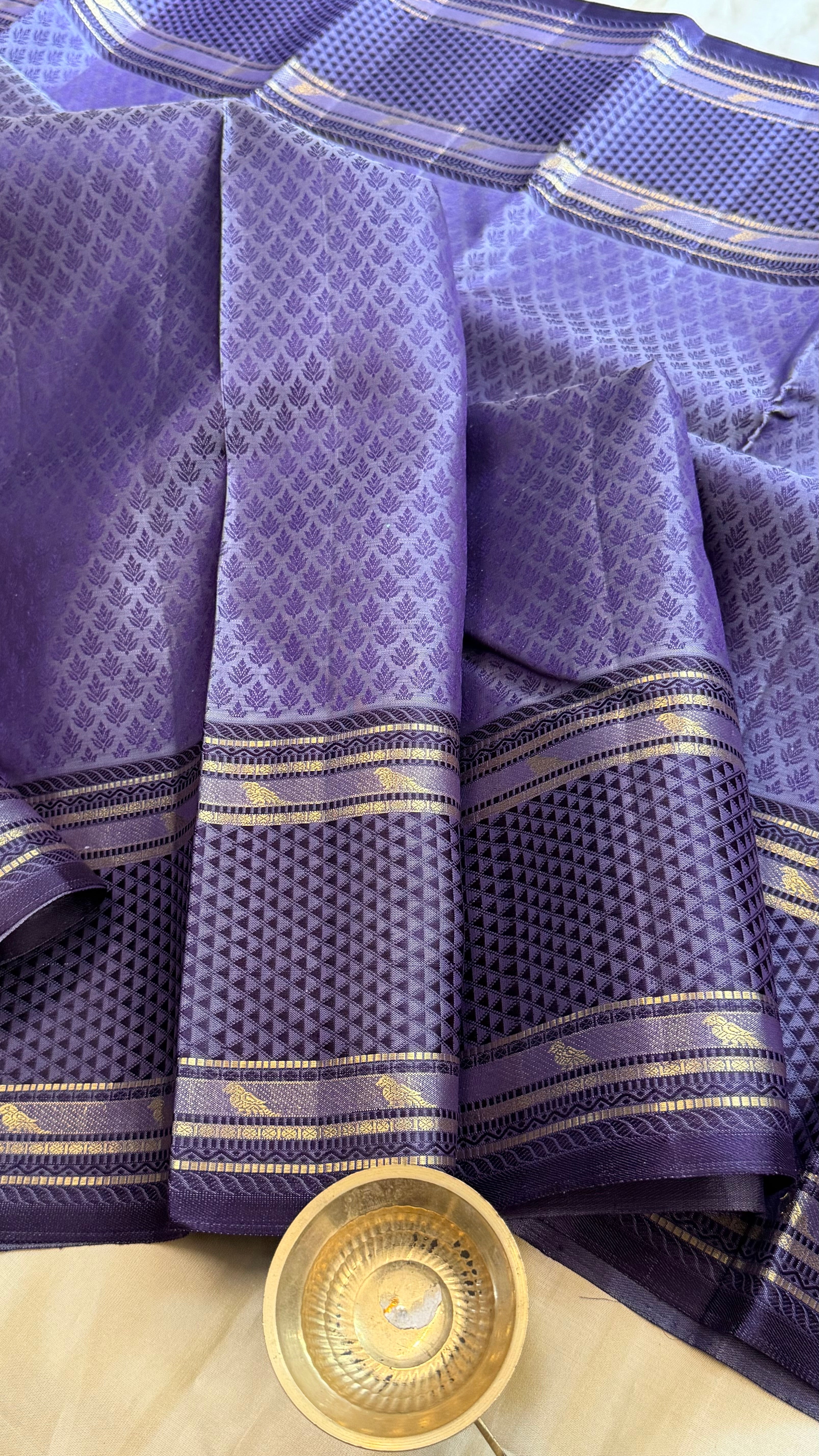 Lavender thread work / Kanjipuram silk