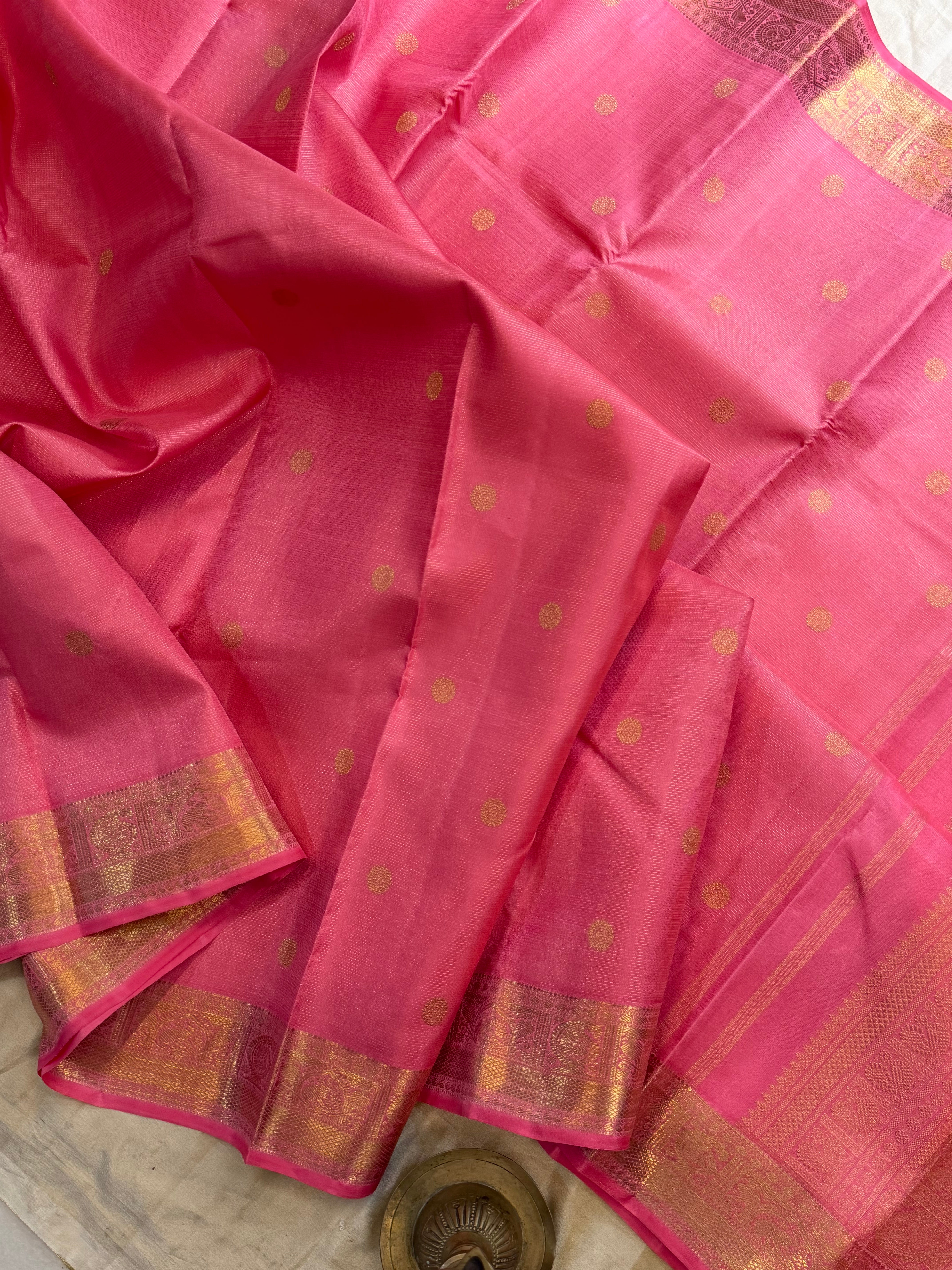 Heirloom Vairaoosi pink Kanjipuram silk saree