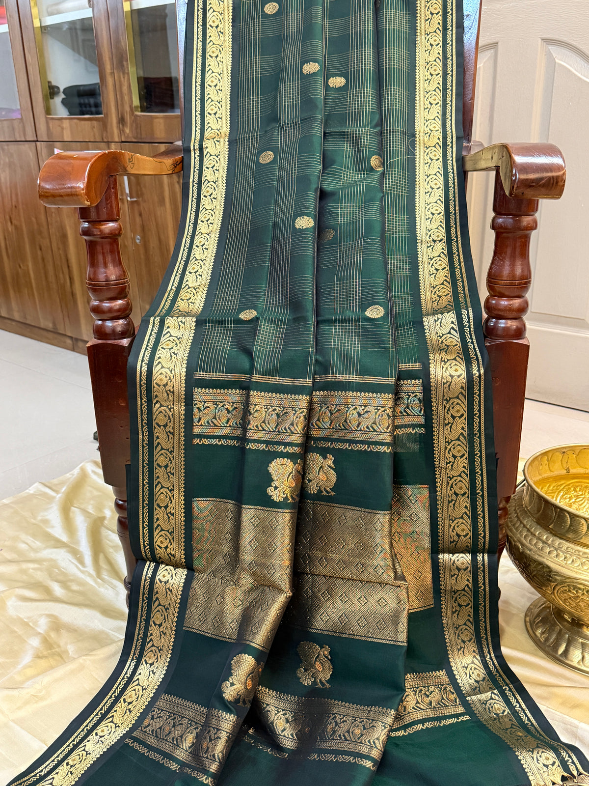 Premium silk cotton with Zari Kattam and butta/ clsa 12394