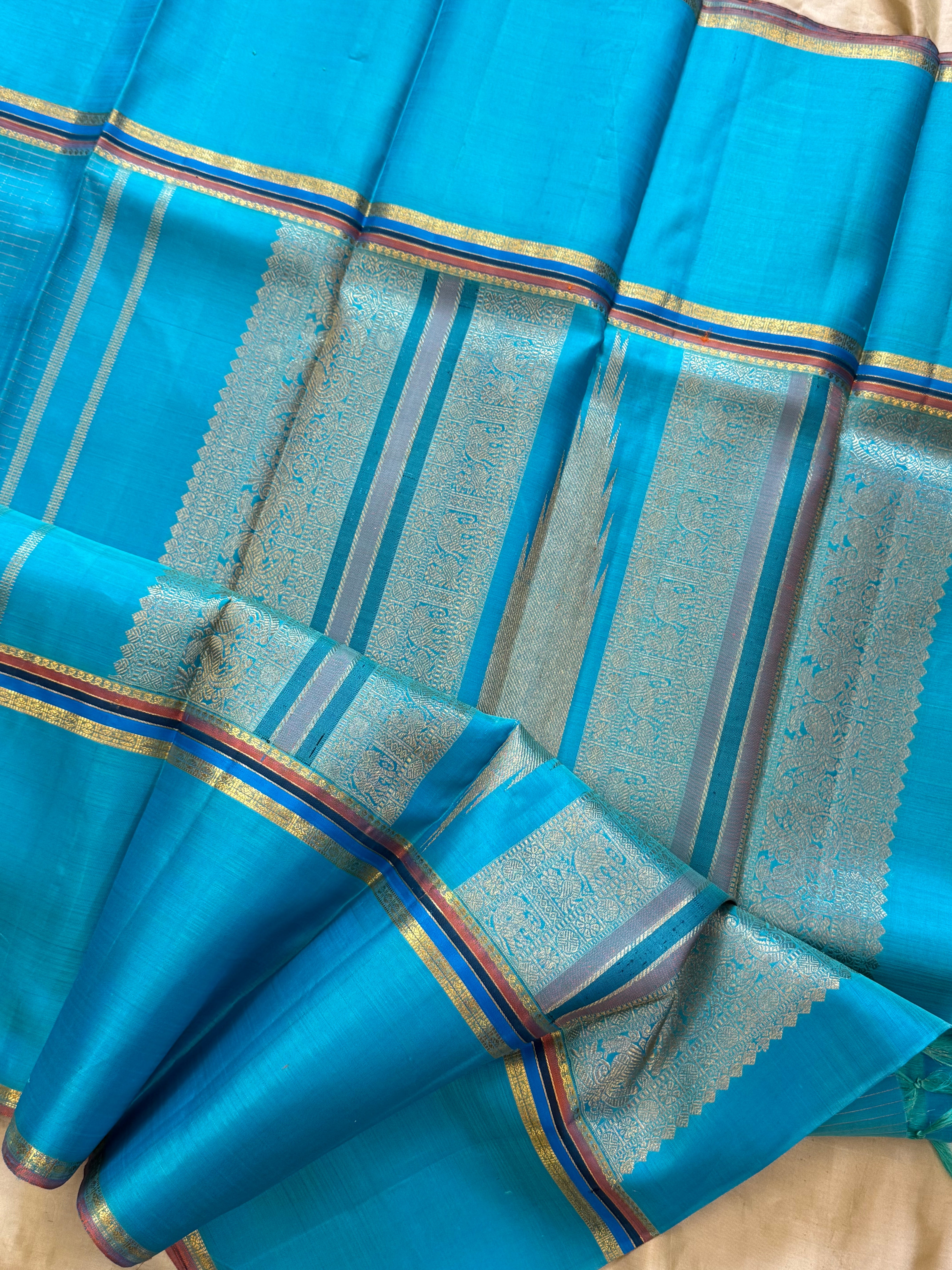 Sea blue long border/ Kanjipuram silk CL6295
