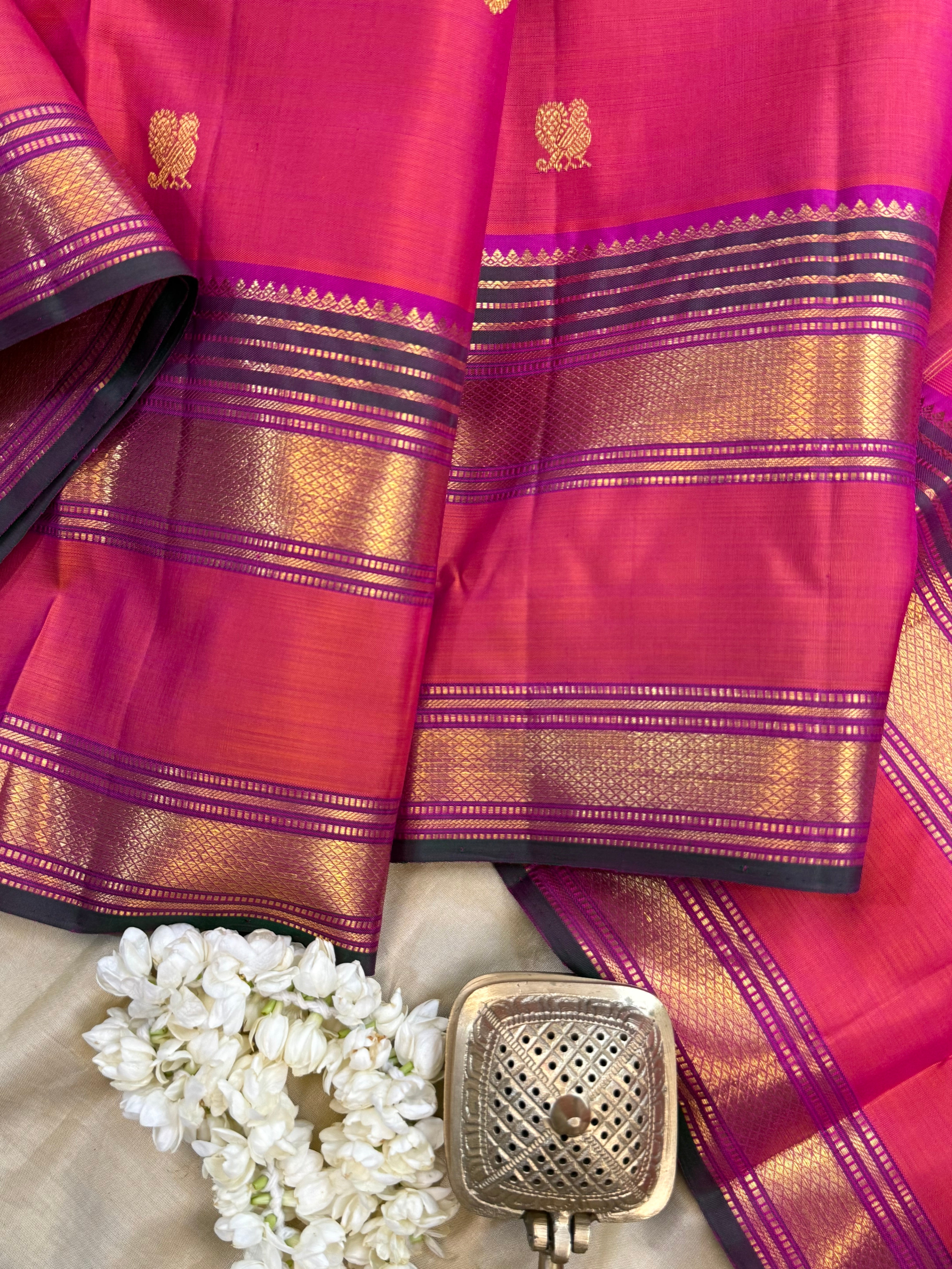 Pinkish orange rettapet border/ Arani Silk CL10106