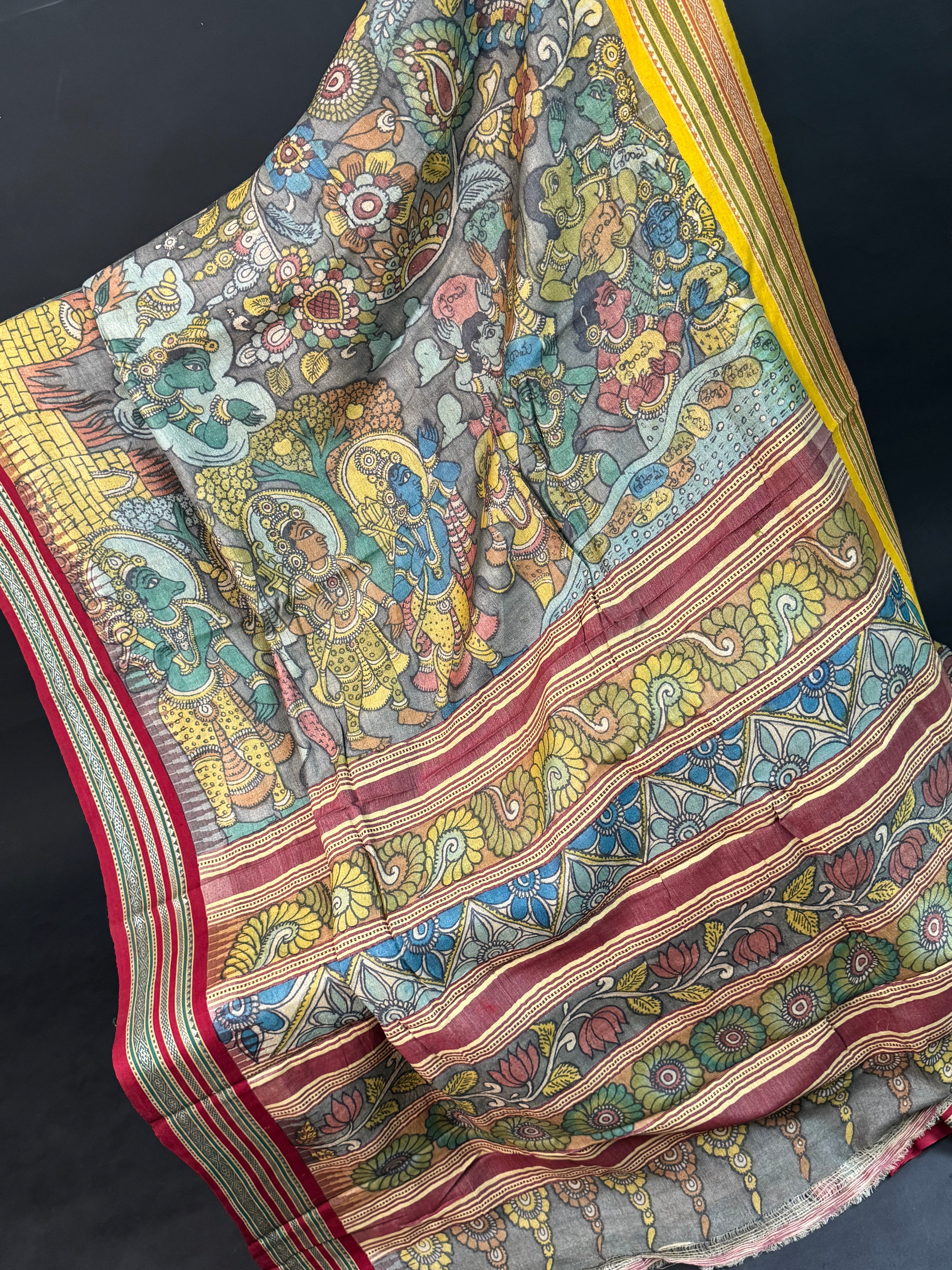 Pen kalamkari Vidharba Tussar Saree