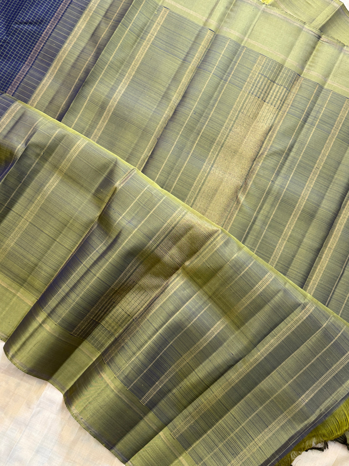 Blue small Kattam / kanjipuram silk saree clsa 11593