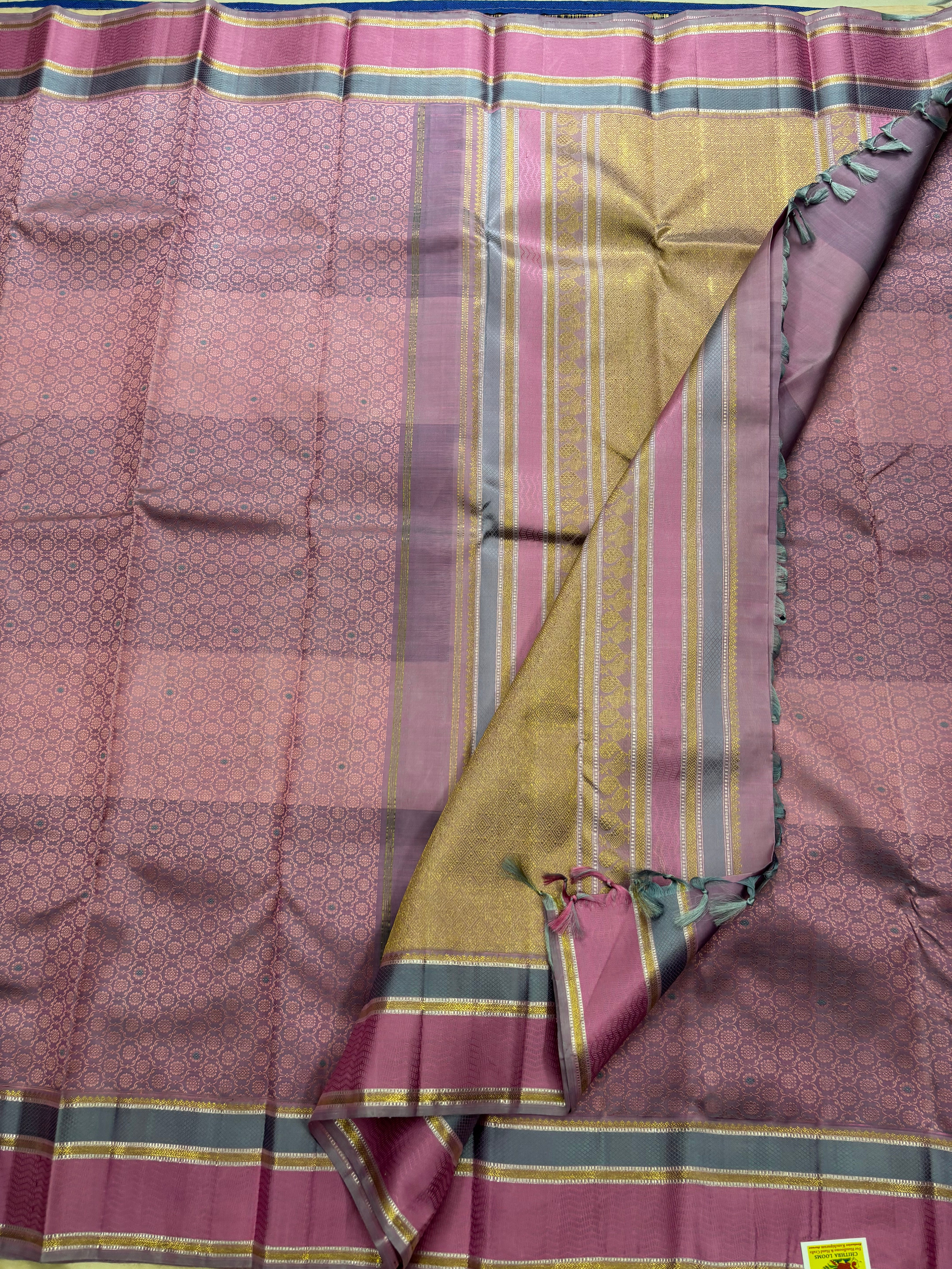Lavender thread work / kanjipuram silk