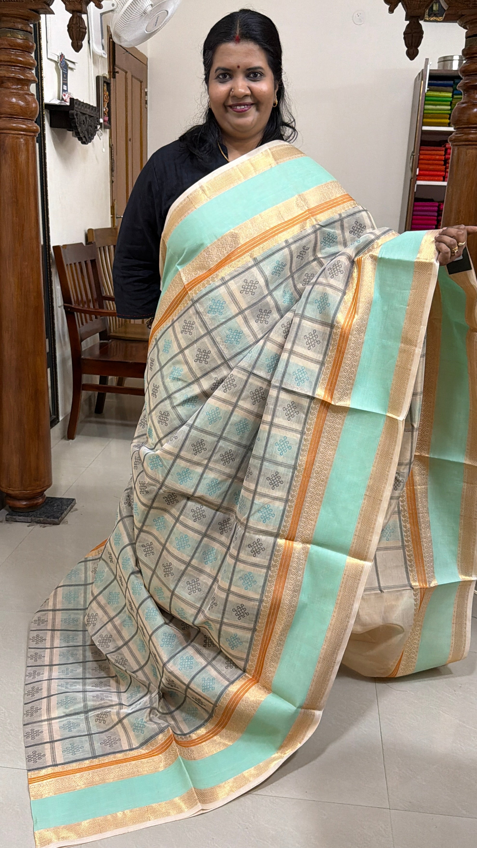 Kolam Butta / Onam series silk cotton