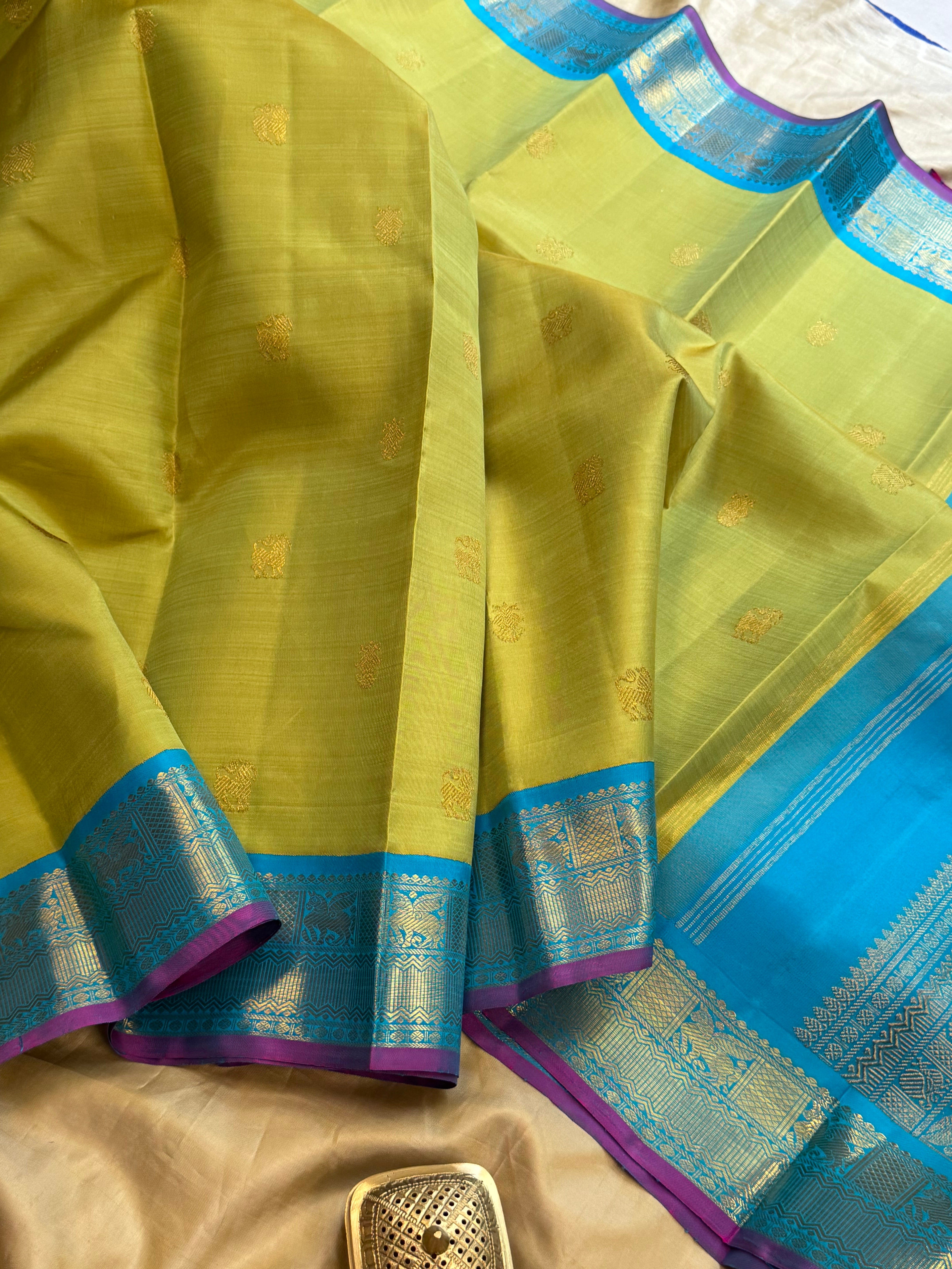 Sampangi Green korvai : kanjipuram silk