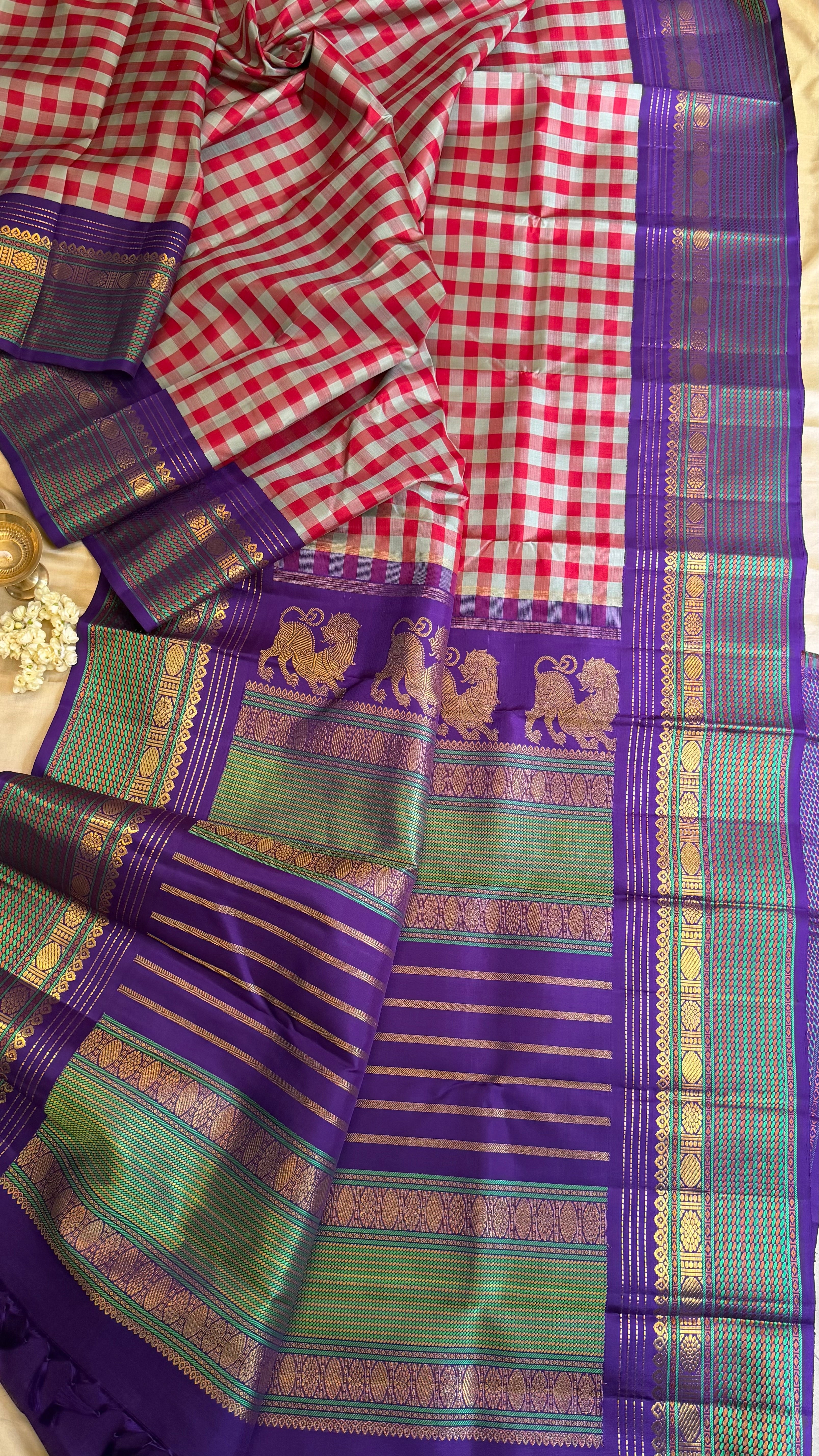 Master weaver - Vintage kattam singam pallu / Kanjipuram Silk