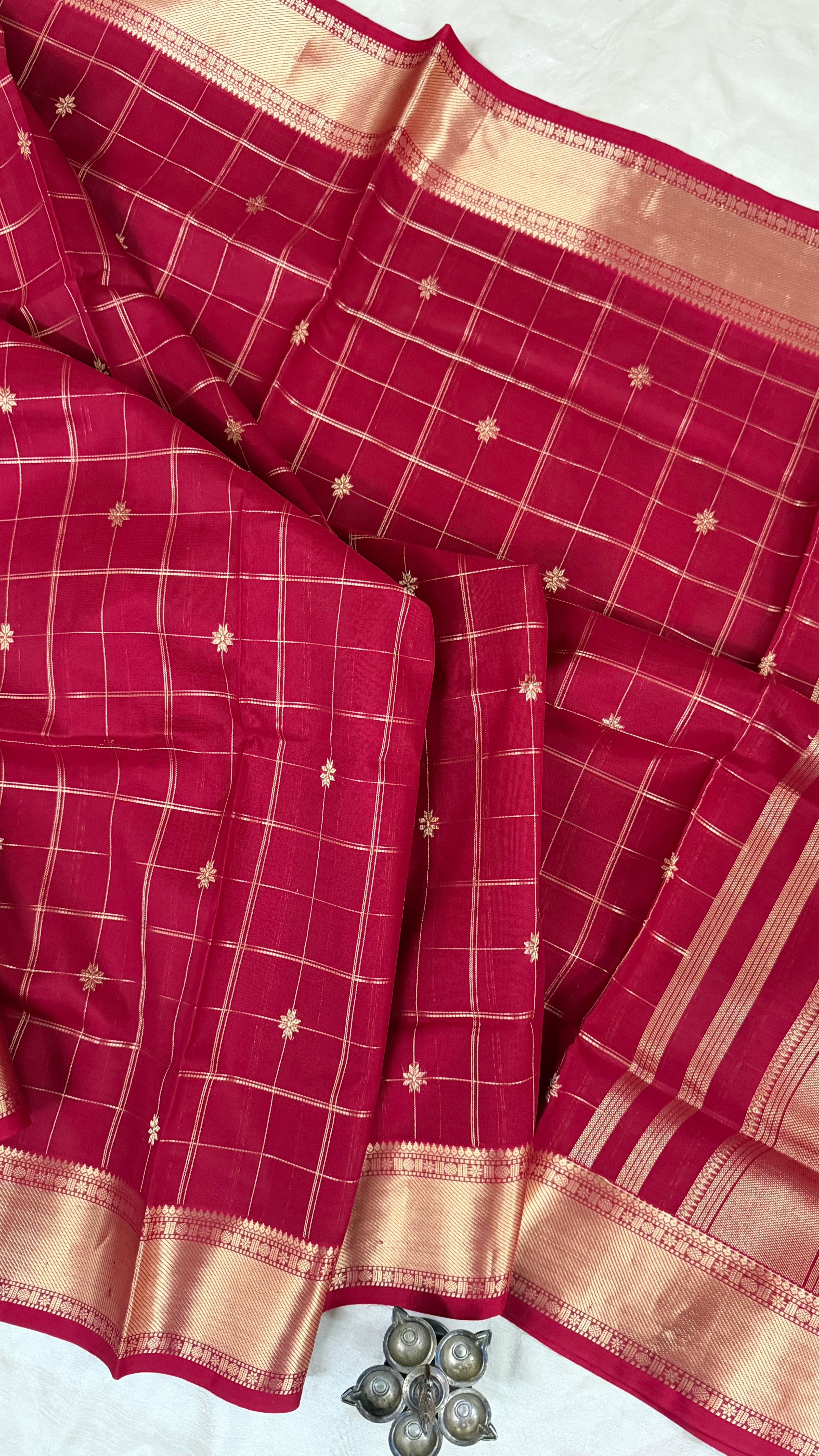 Red Kattam star Butta / Premium Silk Cotton CLSA5166