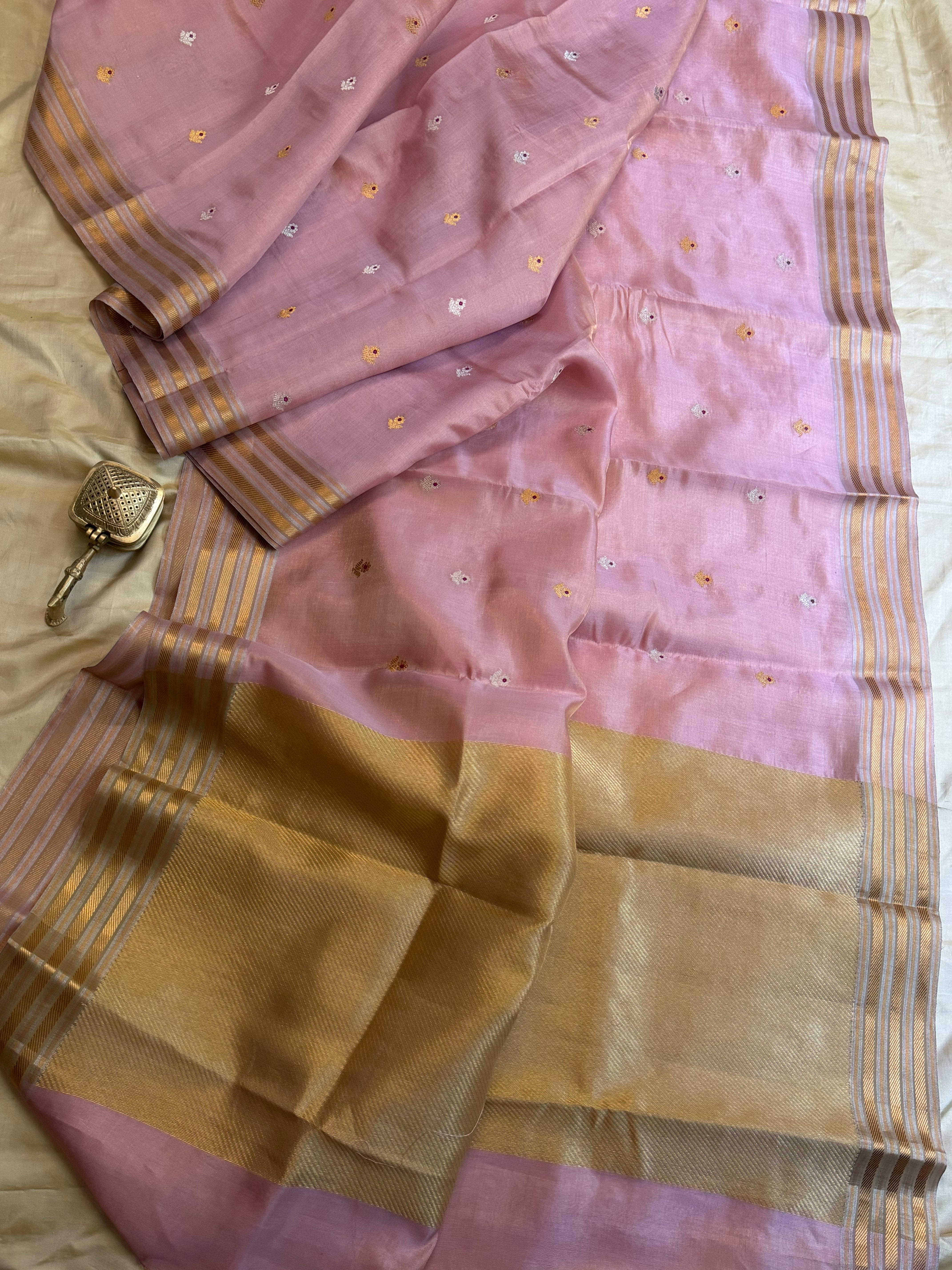 Pink tissue varisapet / revival Chanderi silk
