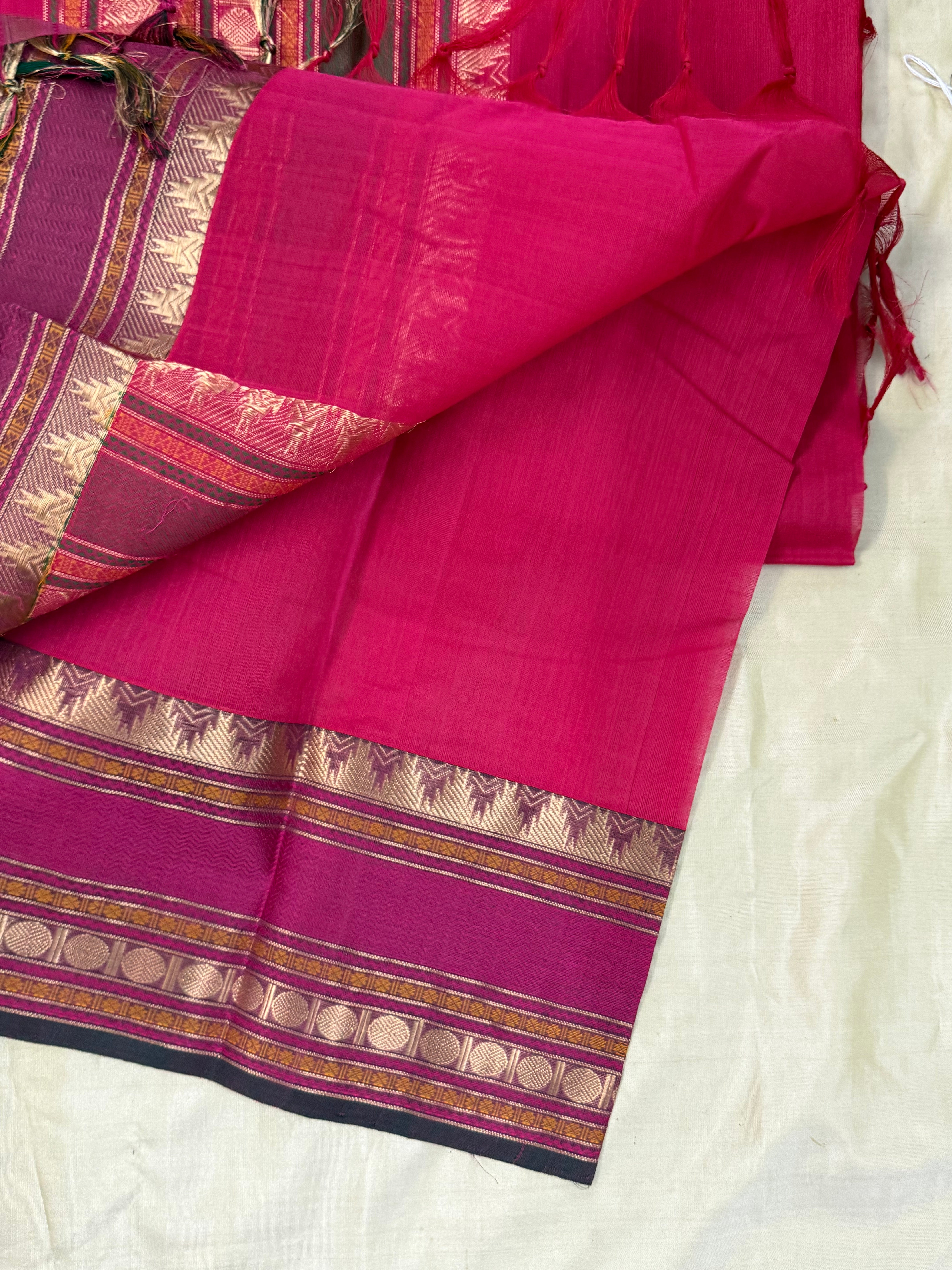 Pink unique pallu / Kanchi Cotton