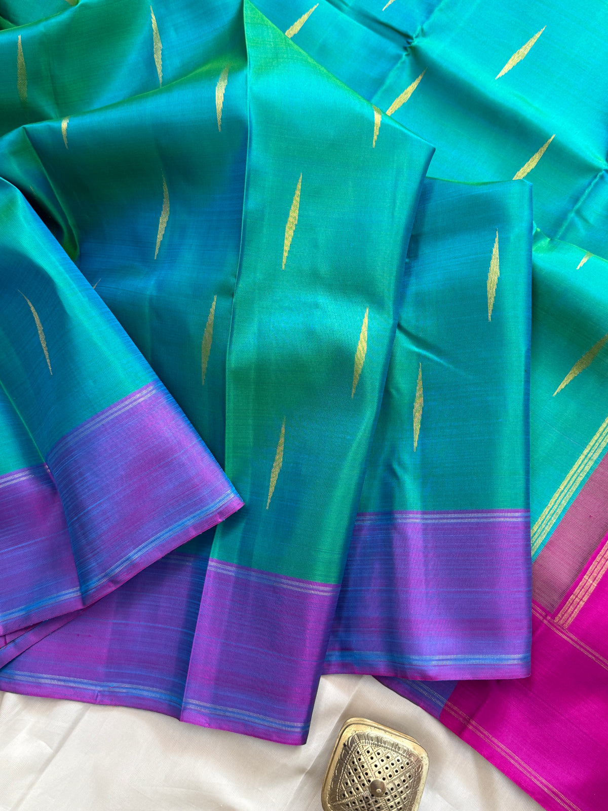 Aqua blue and mallimoggu butta/kanjipuram silk saree clsa 9439