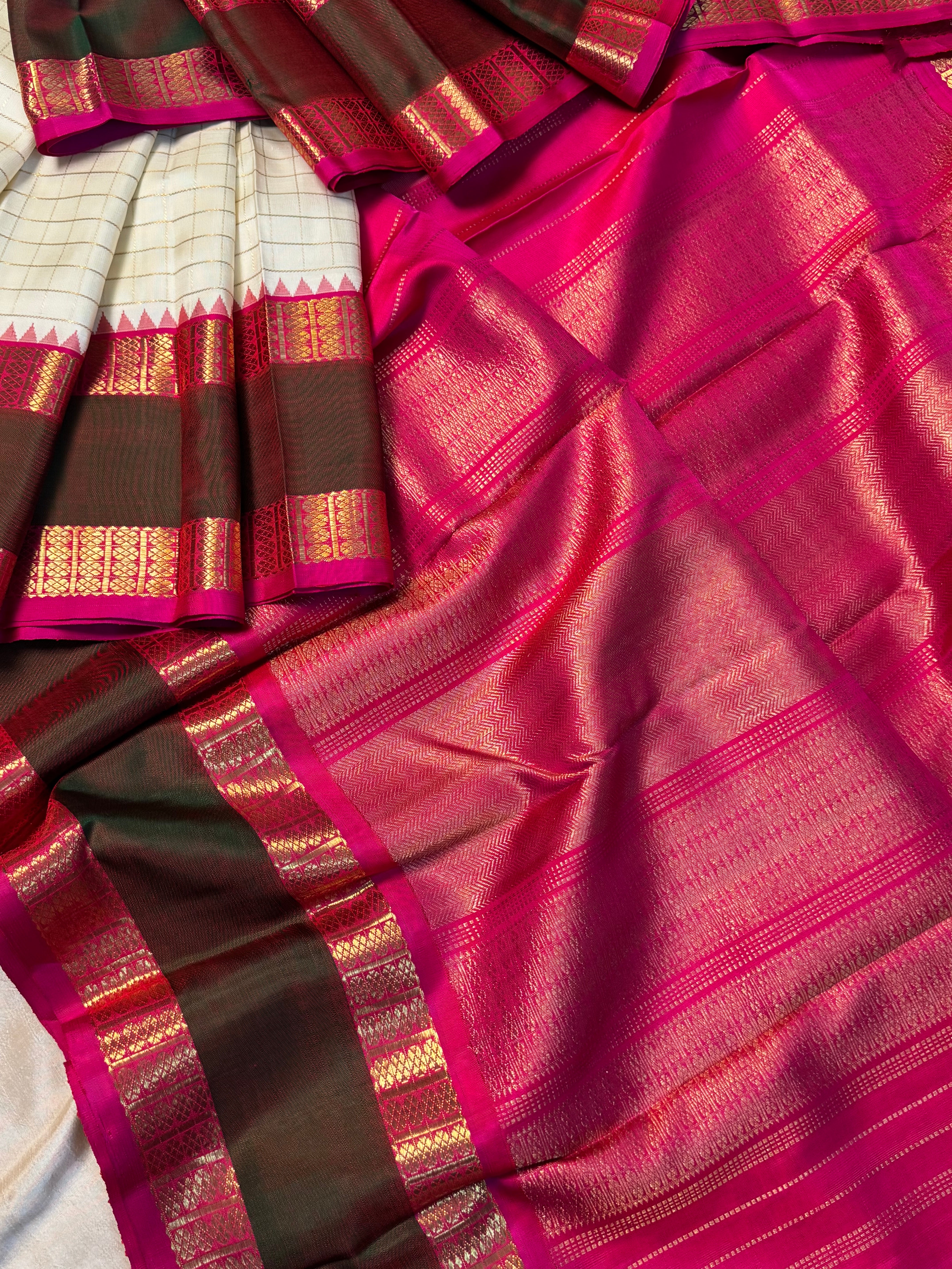 White Kattam Korvai / Kanjipuram silk