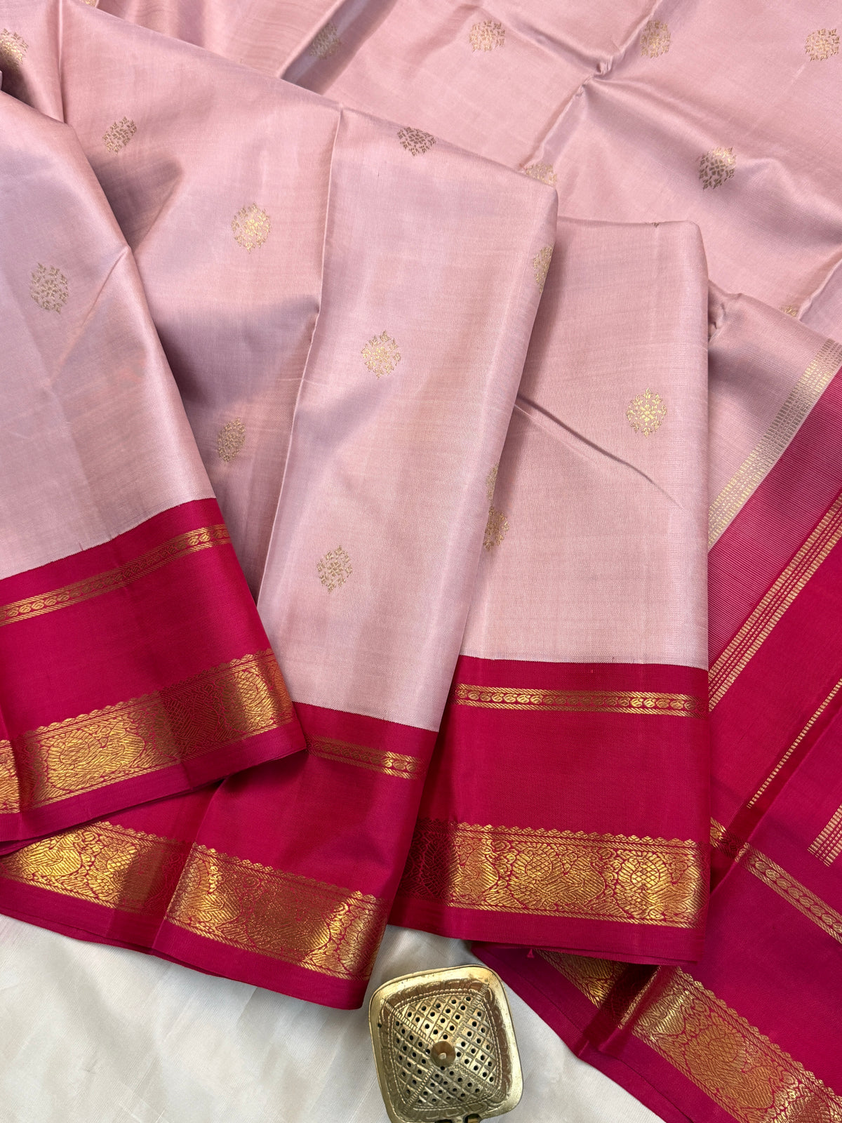 blush pink Korvai pure Zari / kanjipuram silk clsa286