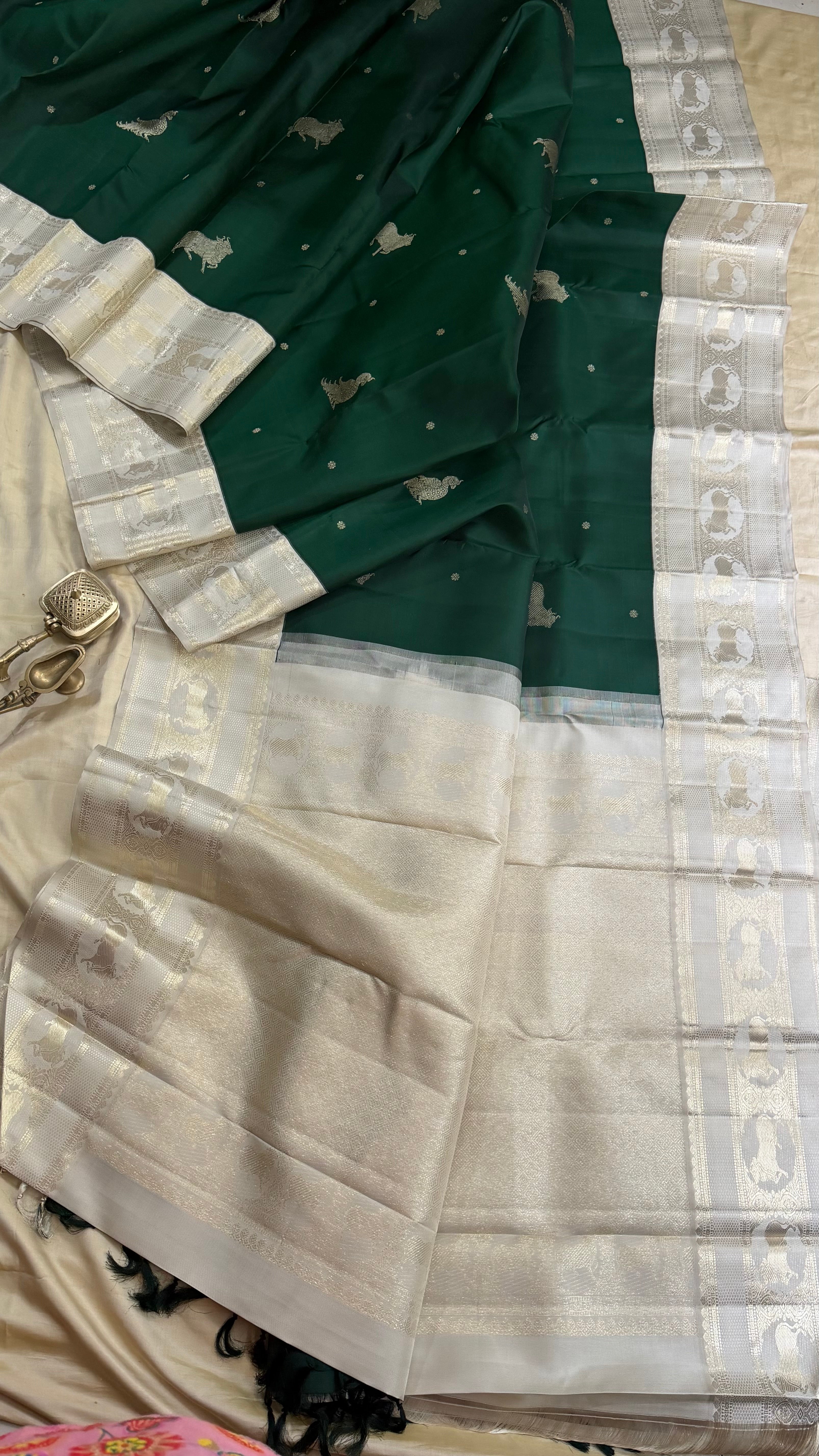 Amoha green Korvai Kanjipuram silk 9089CL