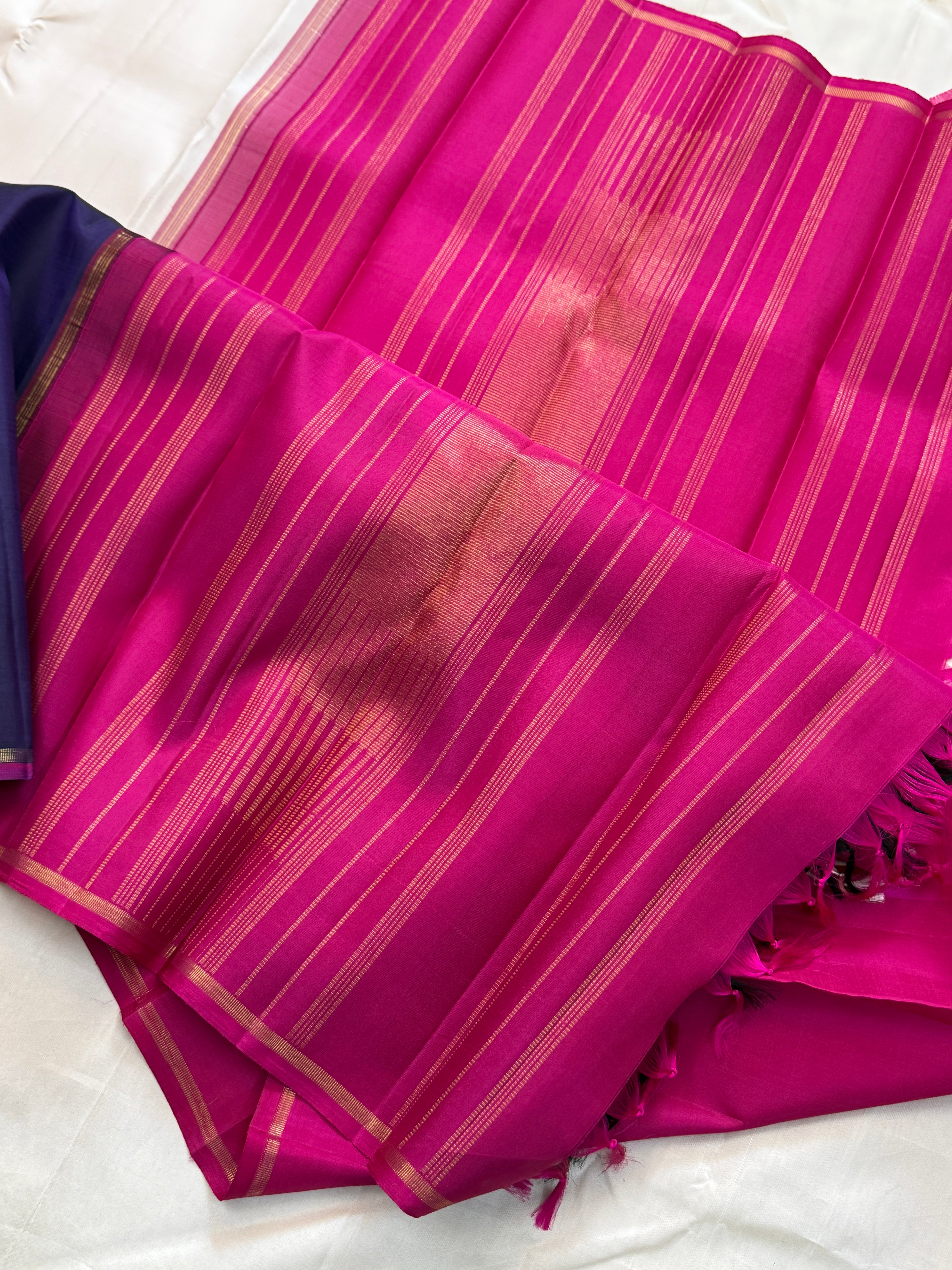 Purple and offwhite half an half pattern / Kanjipuram silk/clsa 11595