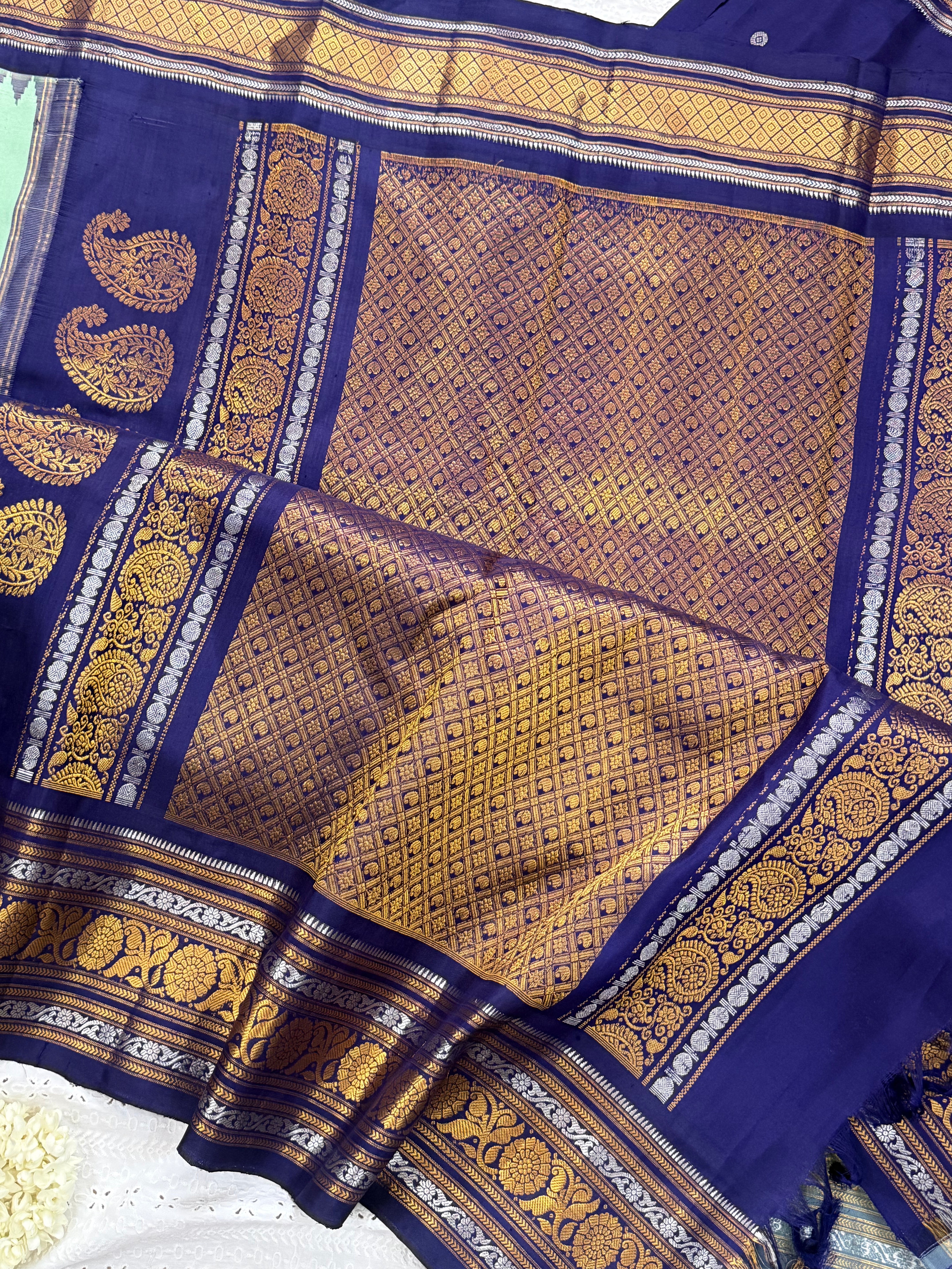 Green and deep blue/ Gadwal silk CL10311