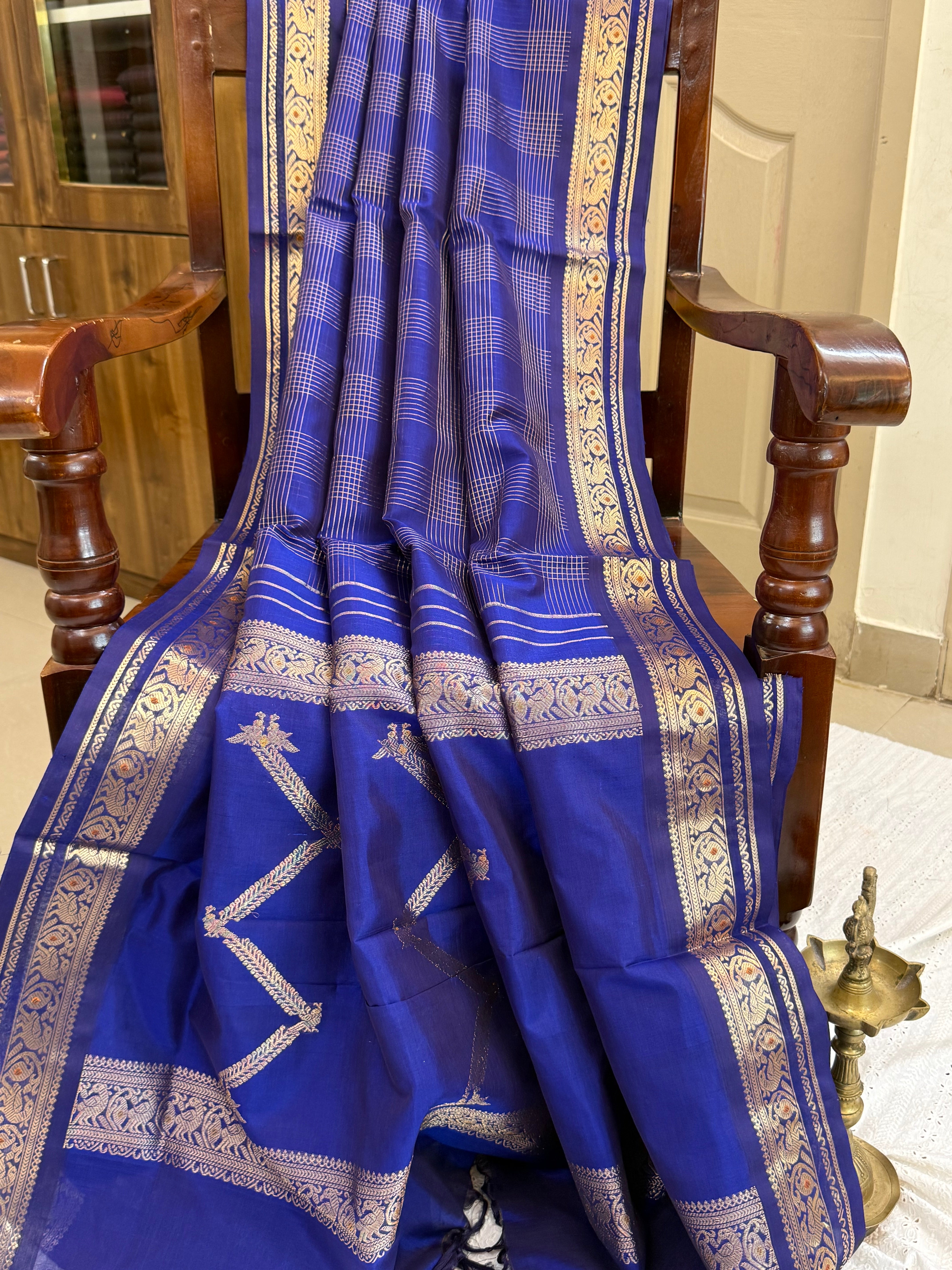 Royal blue vintage kattam / Premium Silk Cotton CL9740