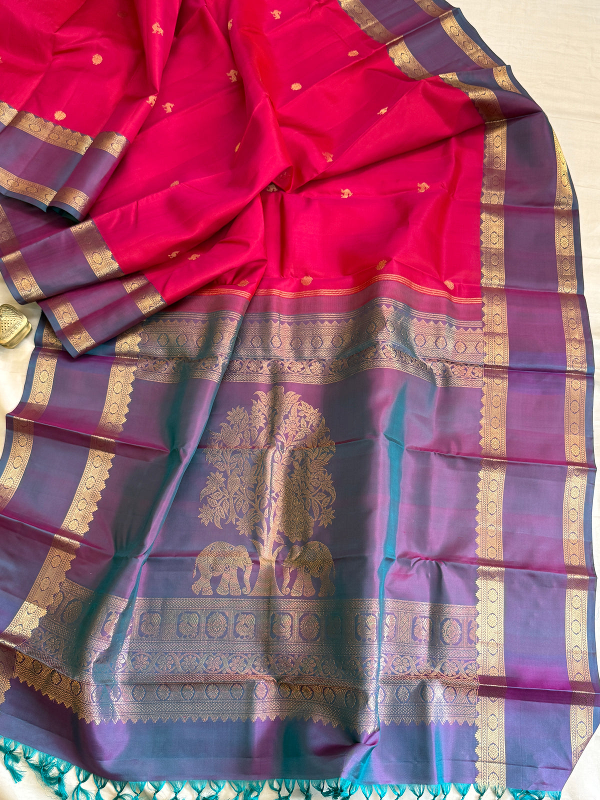 Special edition Dark Coral Pink with Zari Butta silk saree/clsa 12478