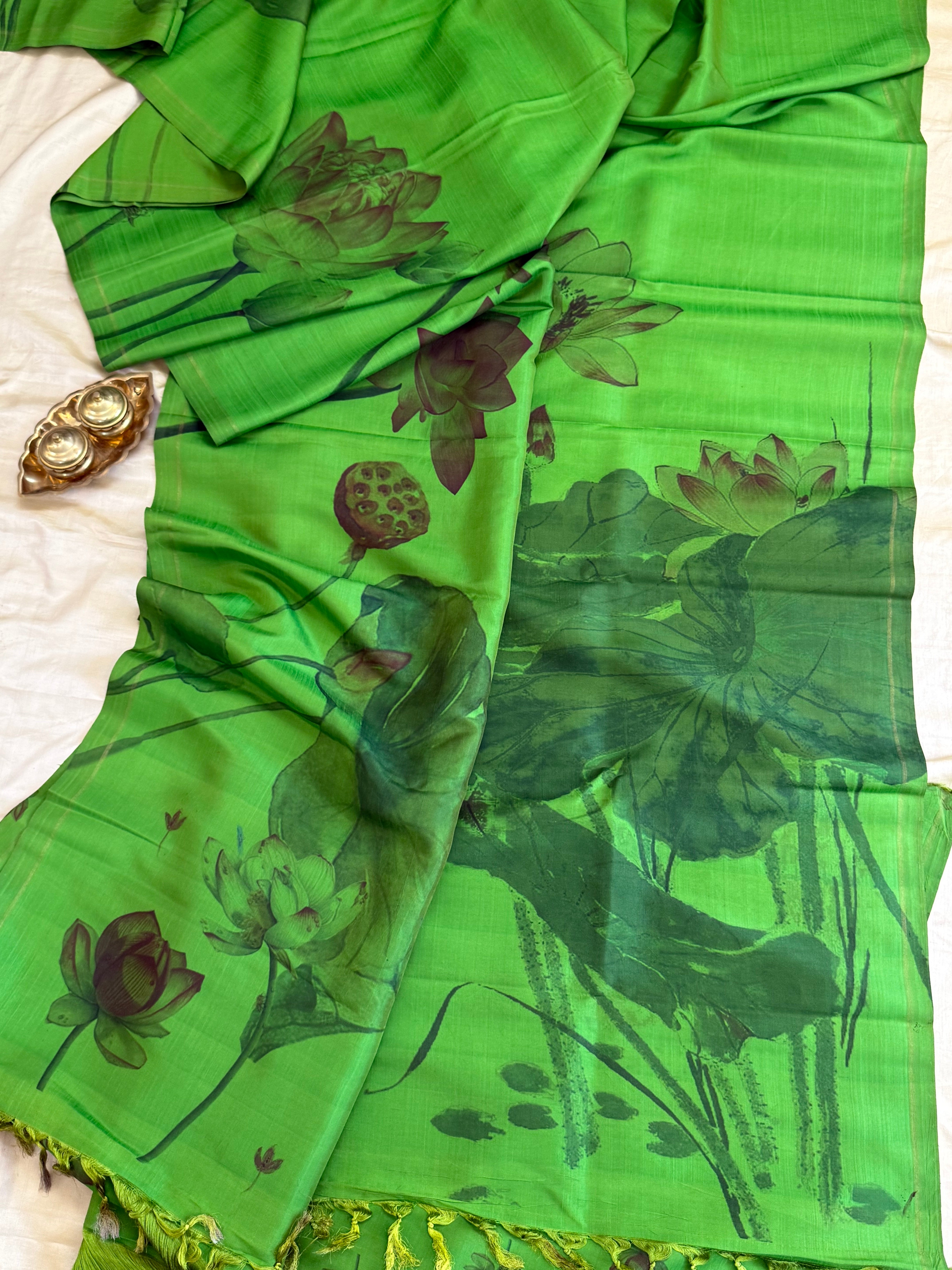 FLORAL DIGITAL PRINTED PURE ZARI / KANJIPURAM SILK SAREE CLSA 10813