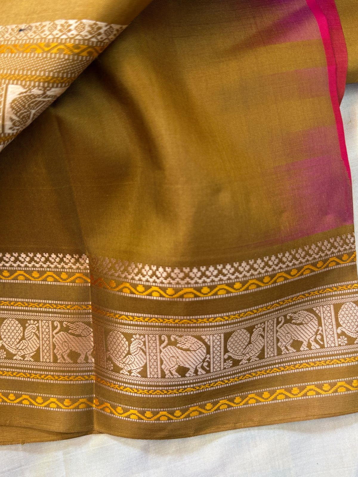 Special edition-pink border with body Zari butta Korvai silk saree/clsa 12571