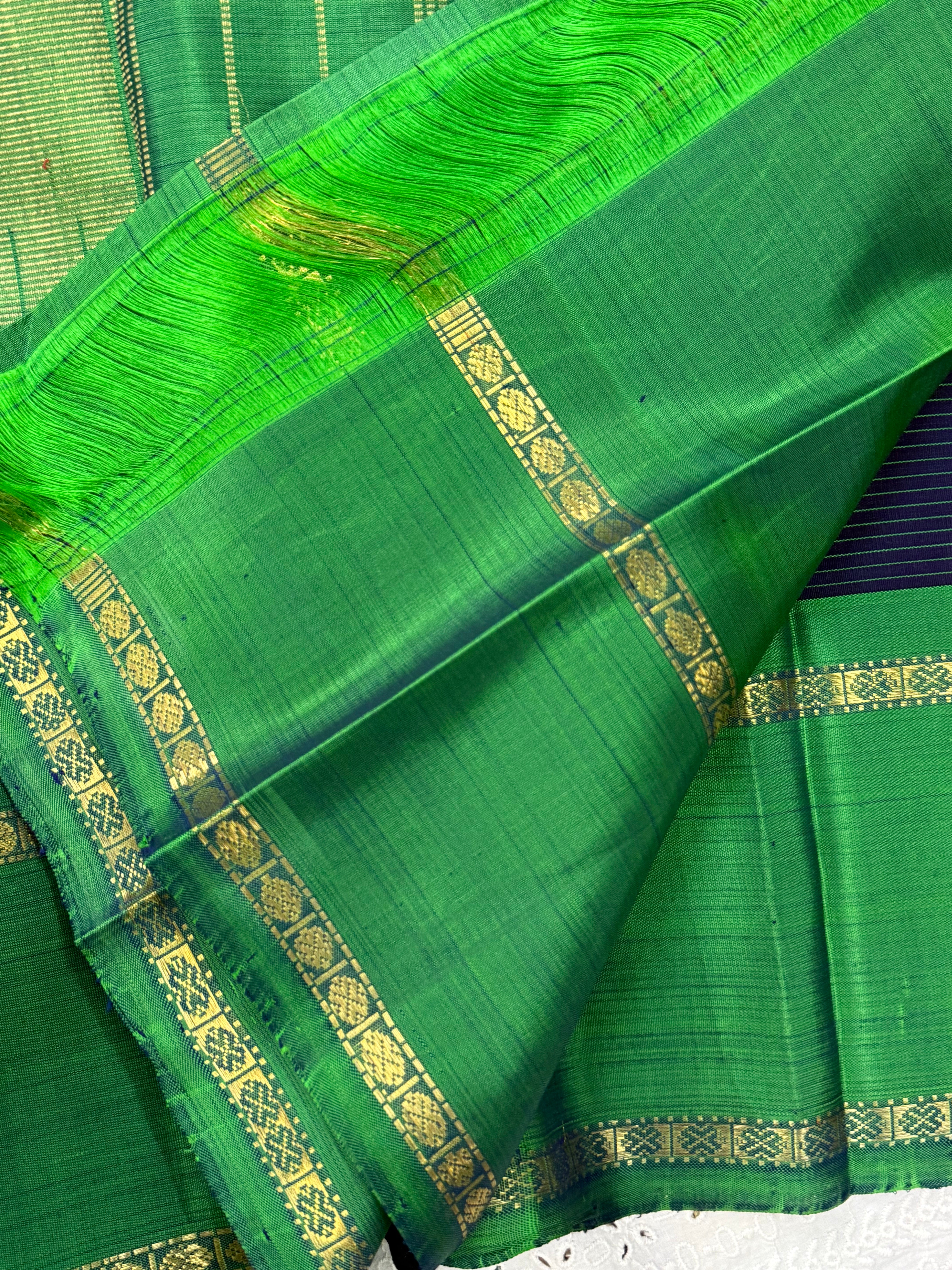 DARK BLUE KATTAM RETTAPET BORDER /KANJIPURAM SILK SAREE CLSA9003