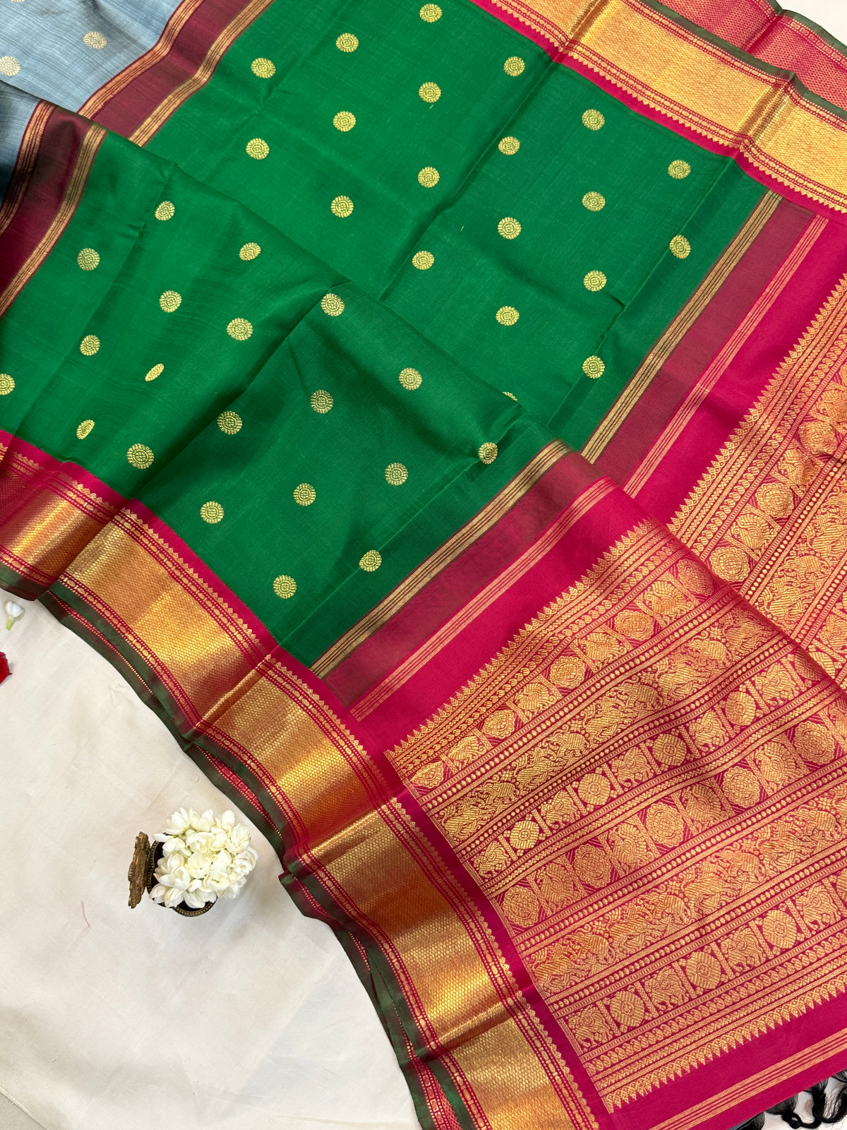double Palla Korvai / Kanjipuram Silk Saree CLSA9474