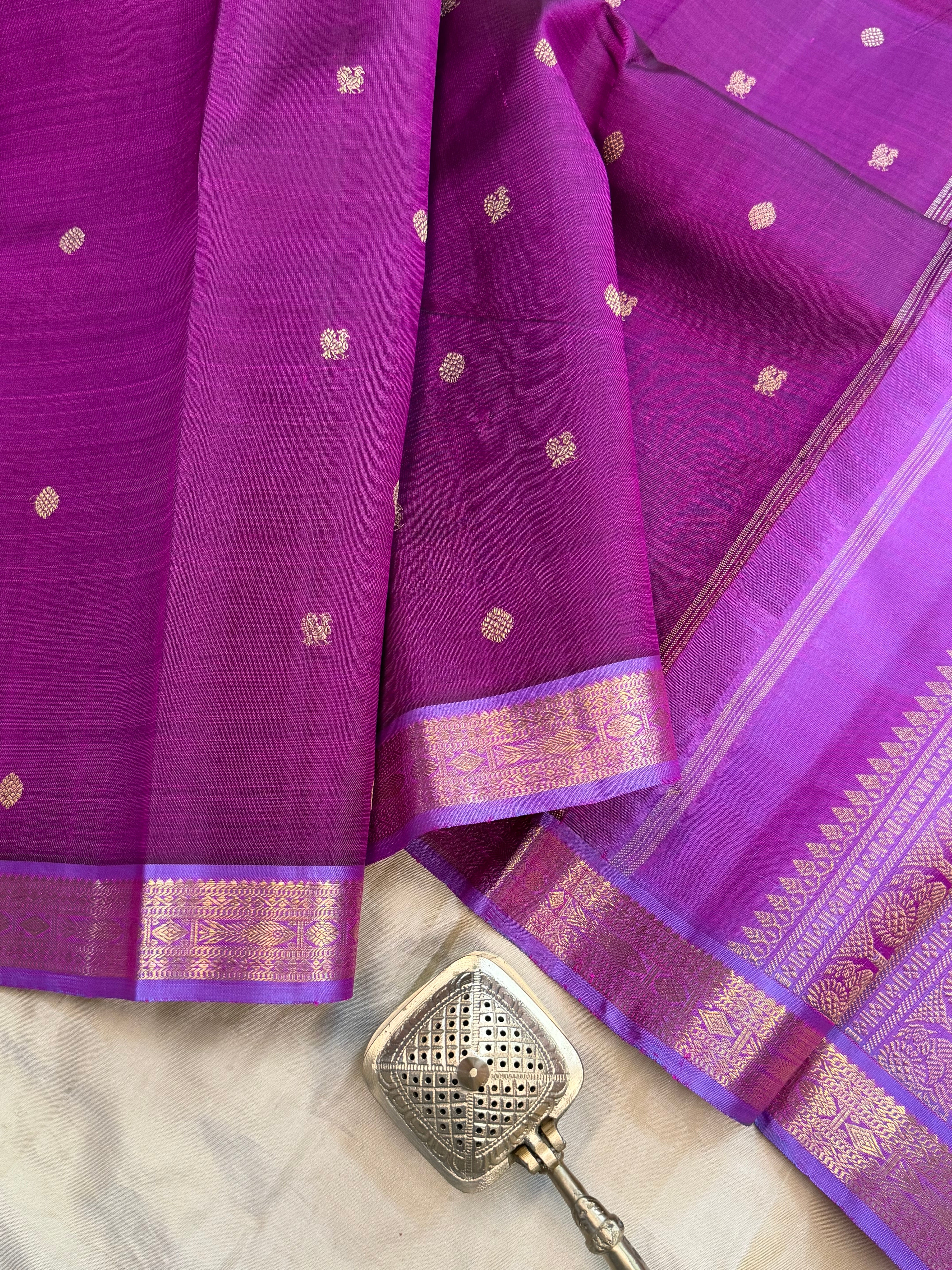 Permam : purple small border / Kanjipuram silk CL4497