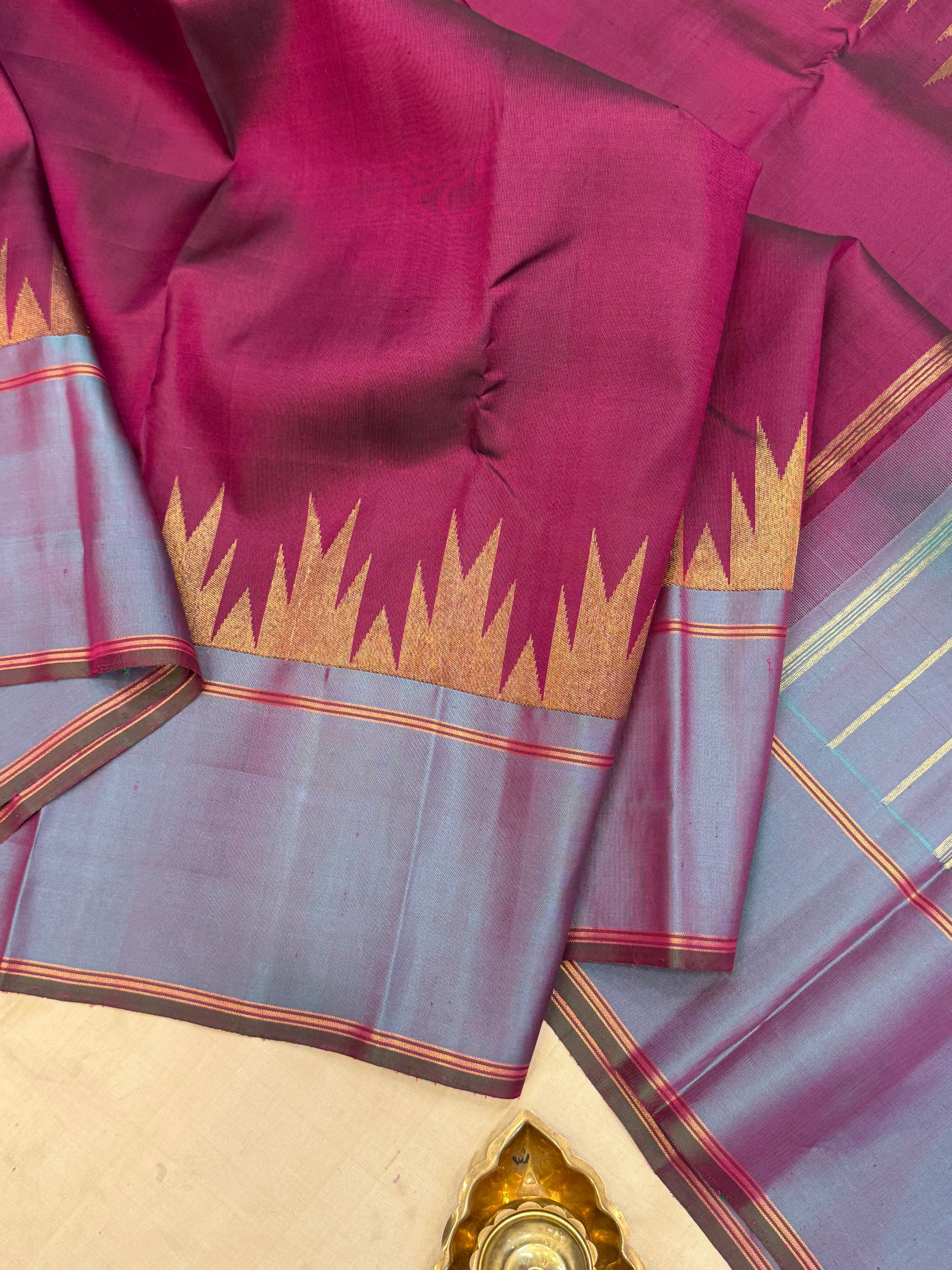 Magenta body with temple retta pet border/ kanjipuram silk saree CLSA10721