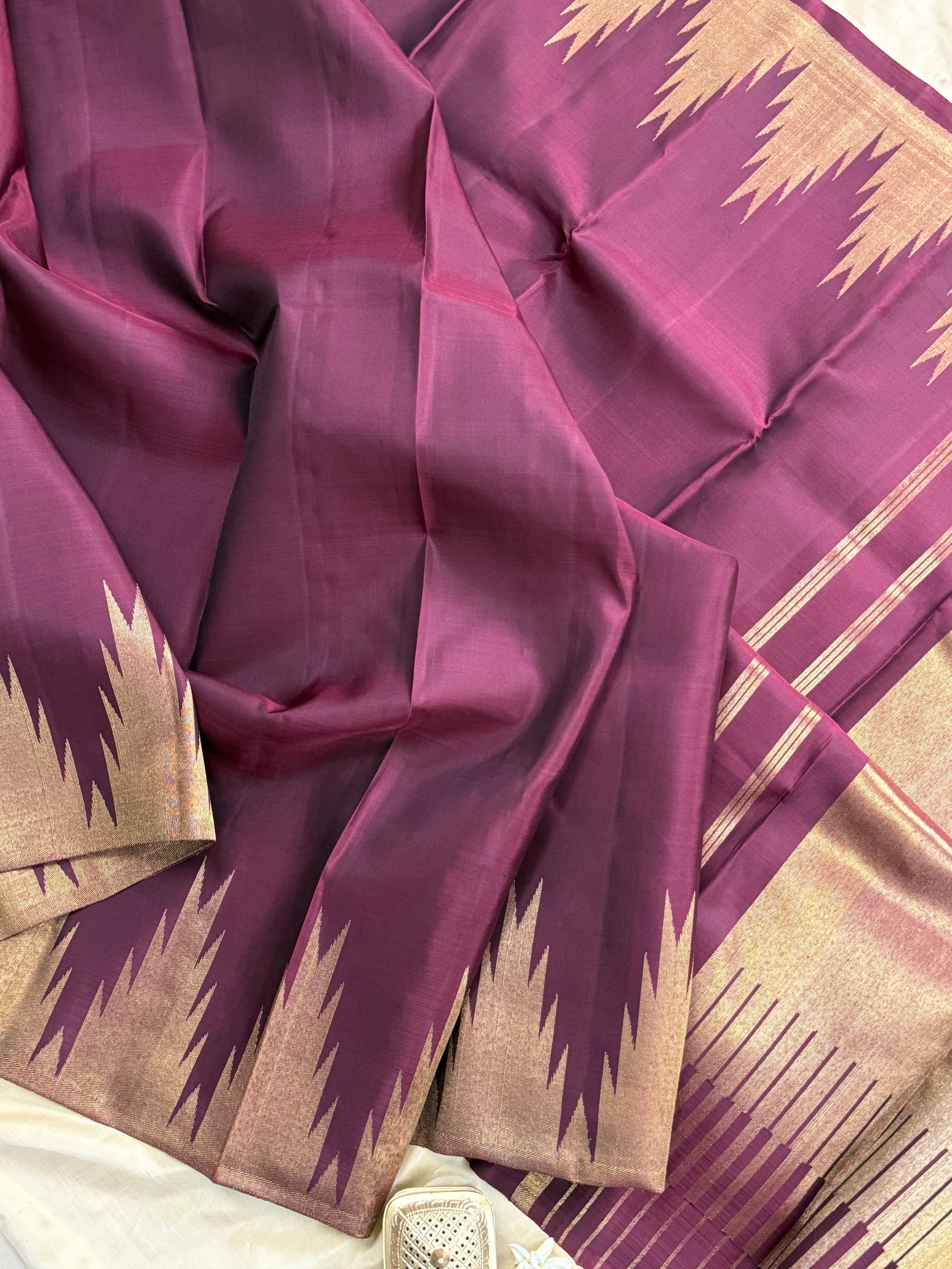 Paaku 8 kol temple border/ Kanjipuram silk CLSA1925