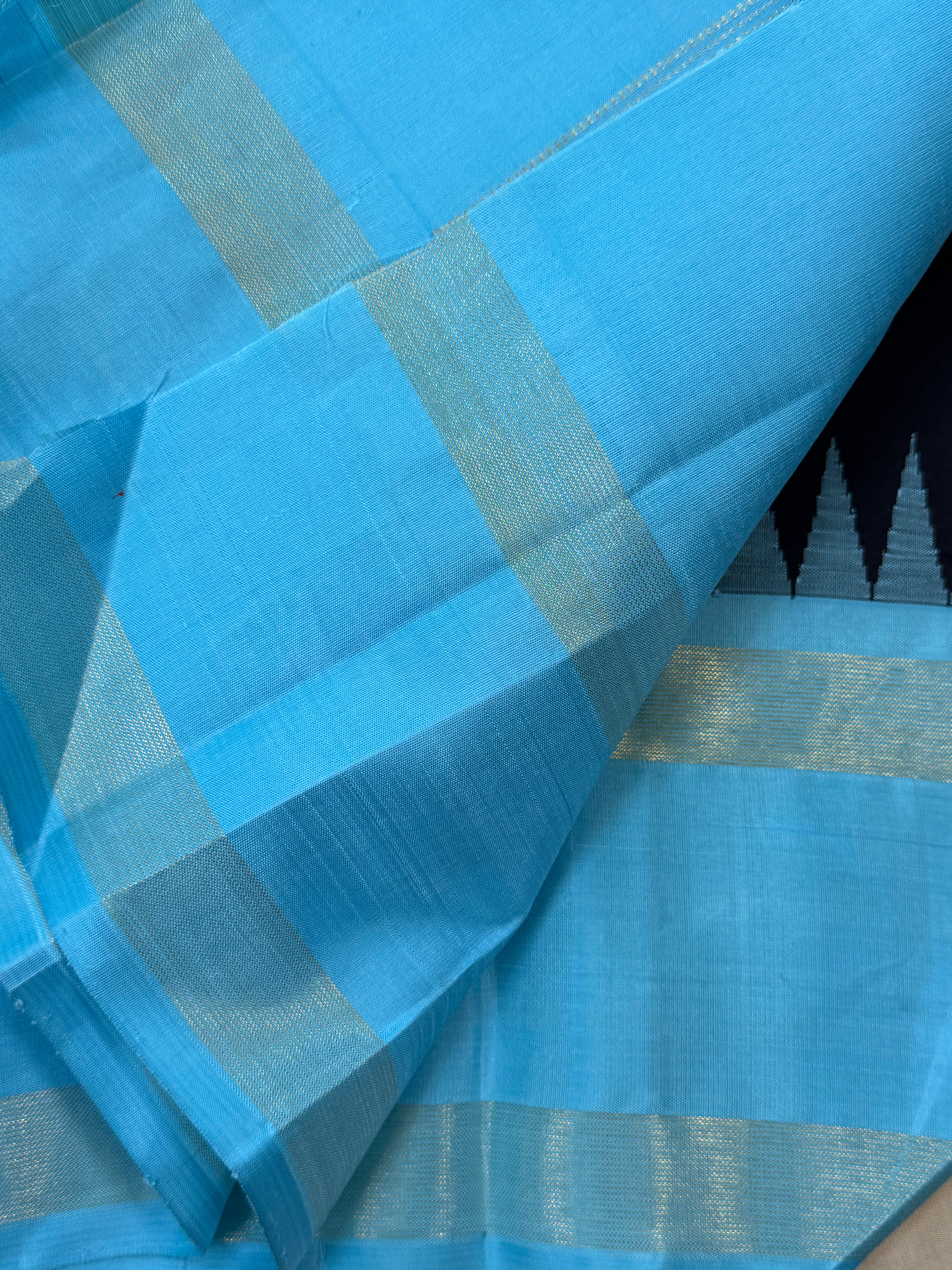Black and turquoise blue/ Arani silk