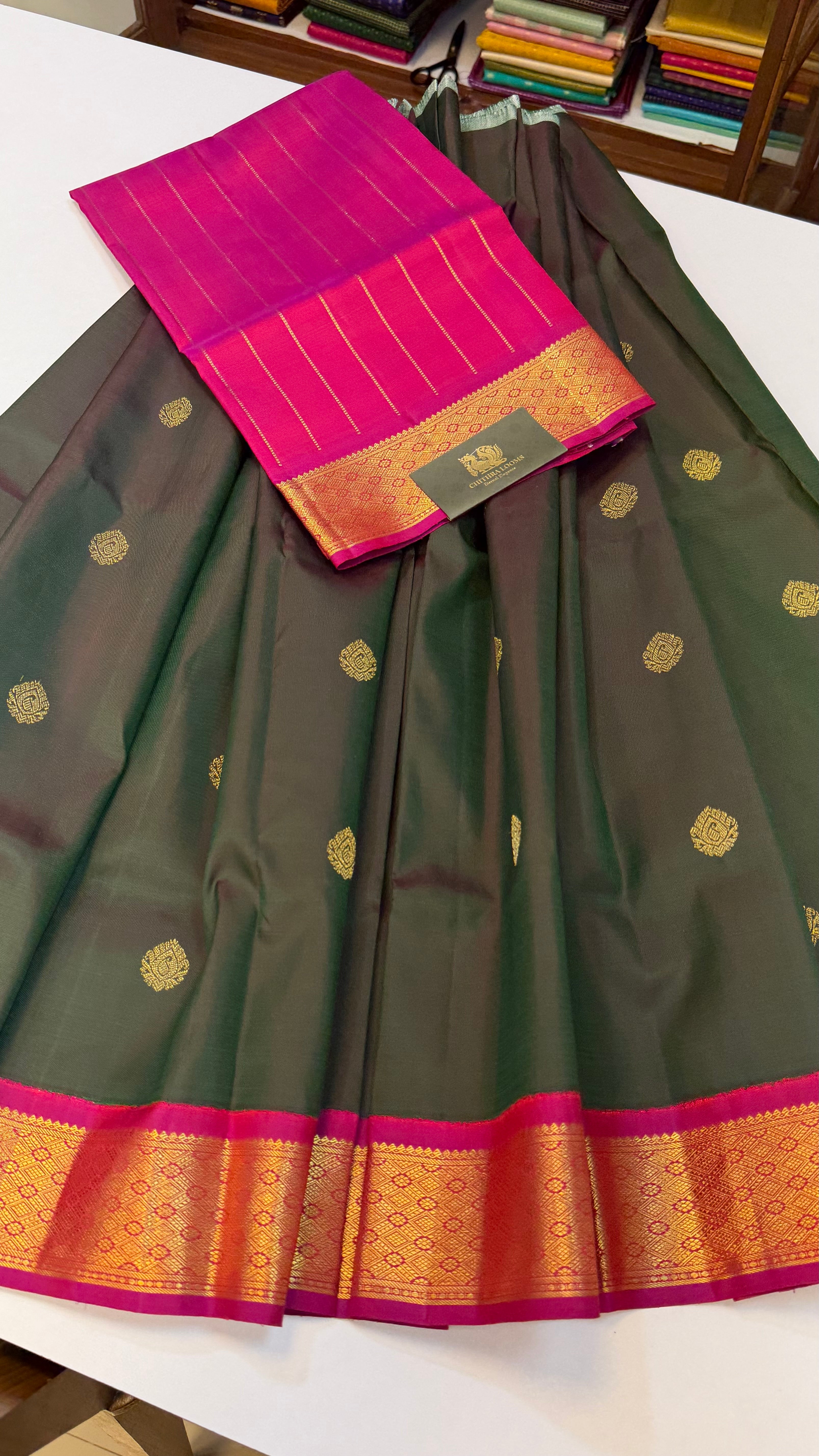 Traditional Paavadai maanthulir and pink set 6 to 9 years