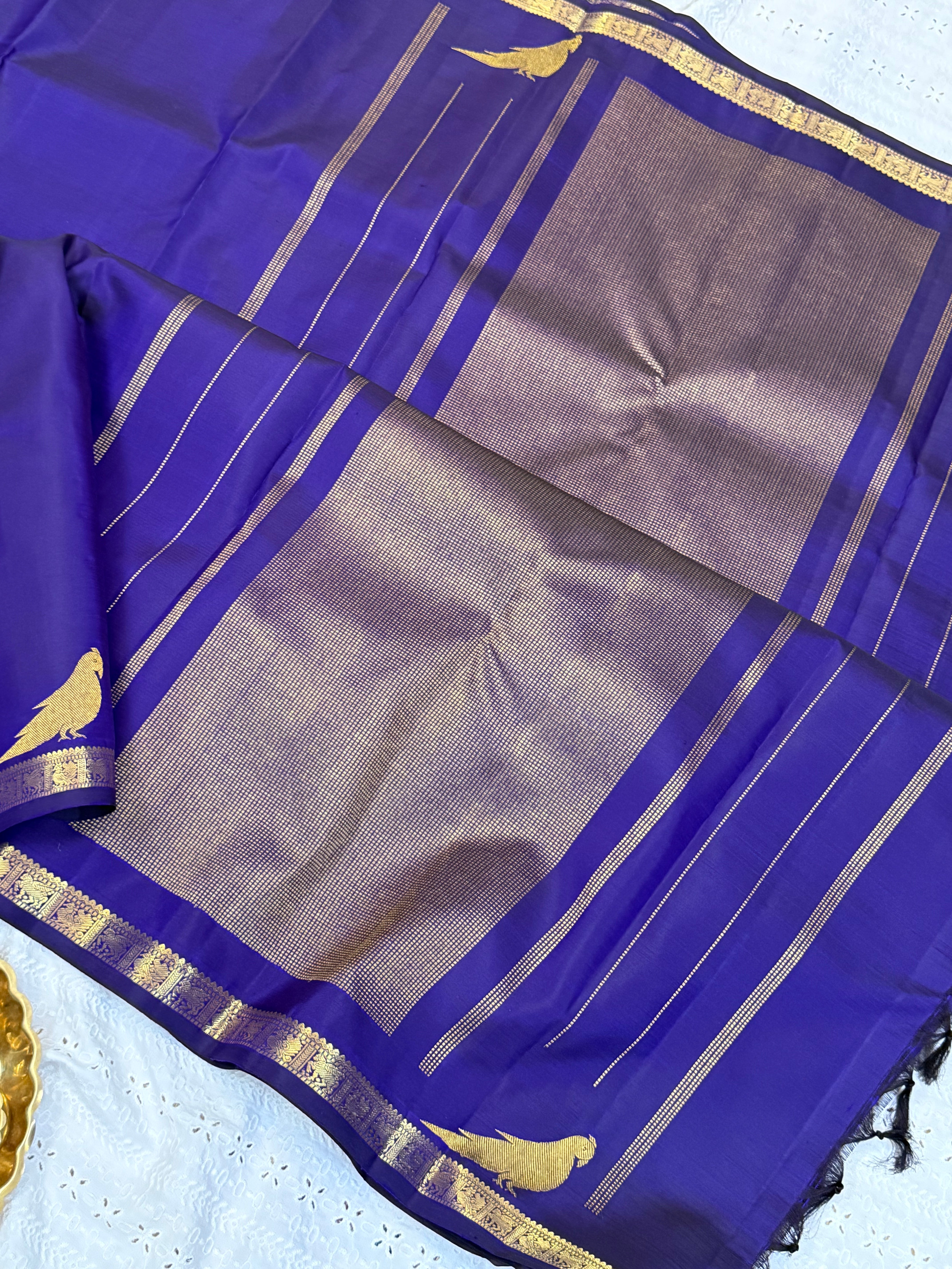 Deep purple kili Butta in border / kanjipuram silk saree CLSA10487