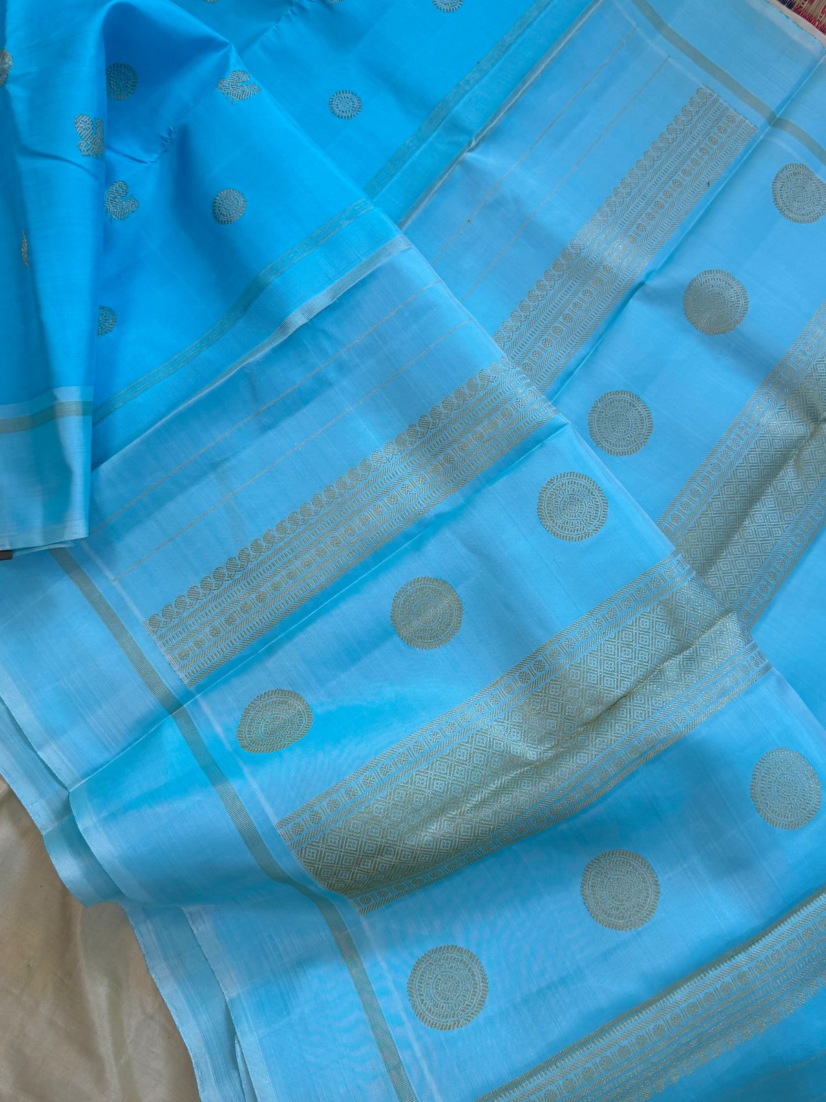 Sky blue pure Kanjipuram silk